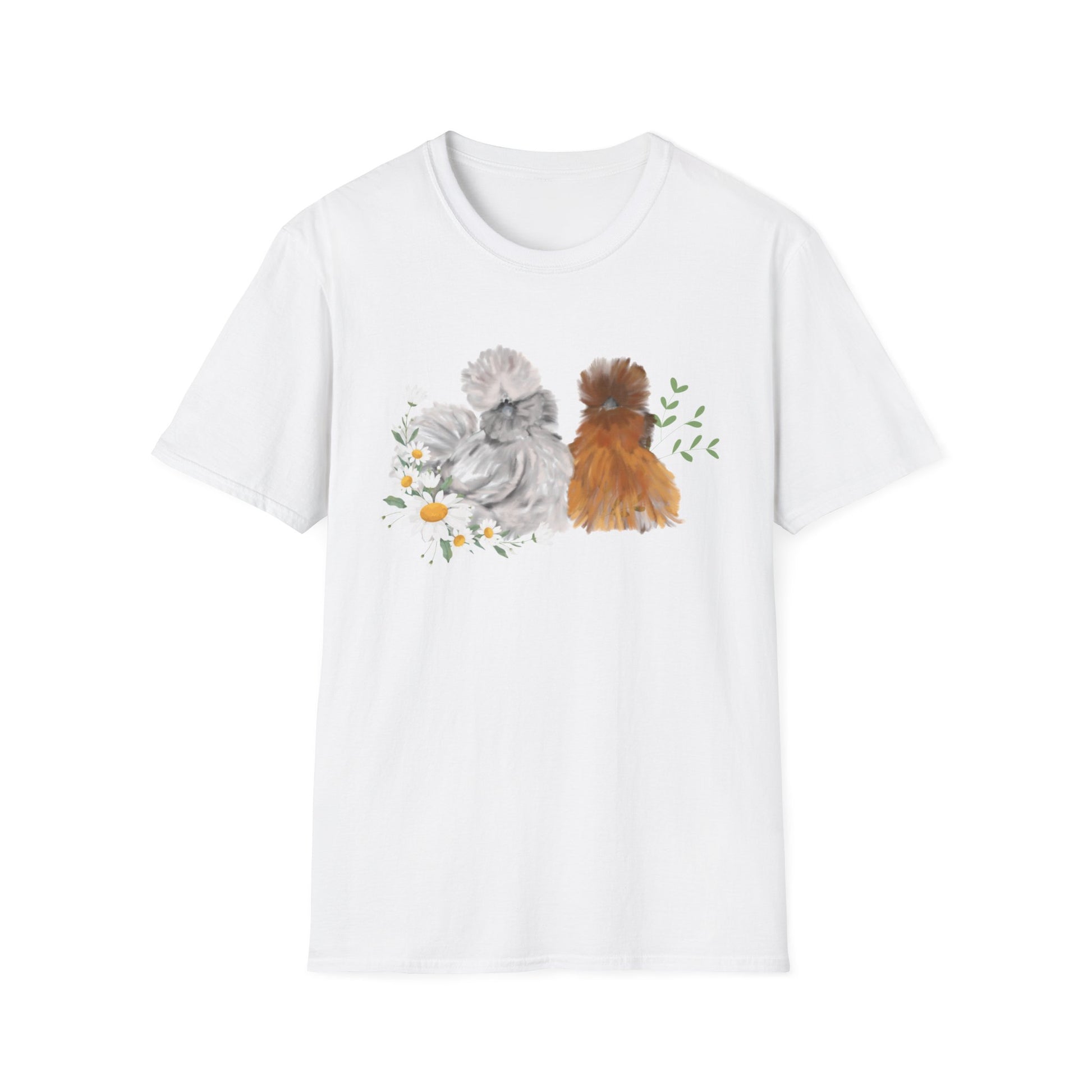 Unisex cotton tee with hand-drawn Silkie chicken illustration