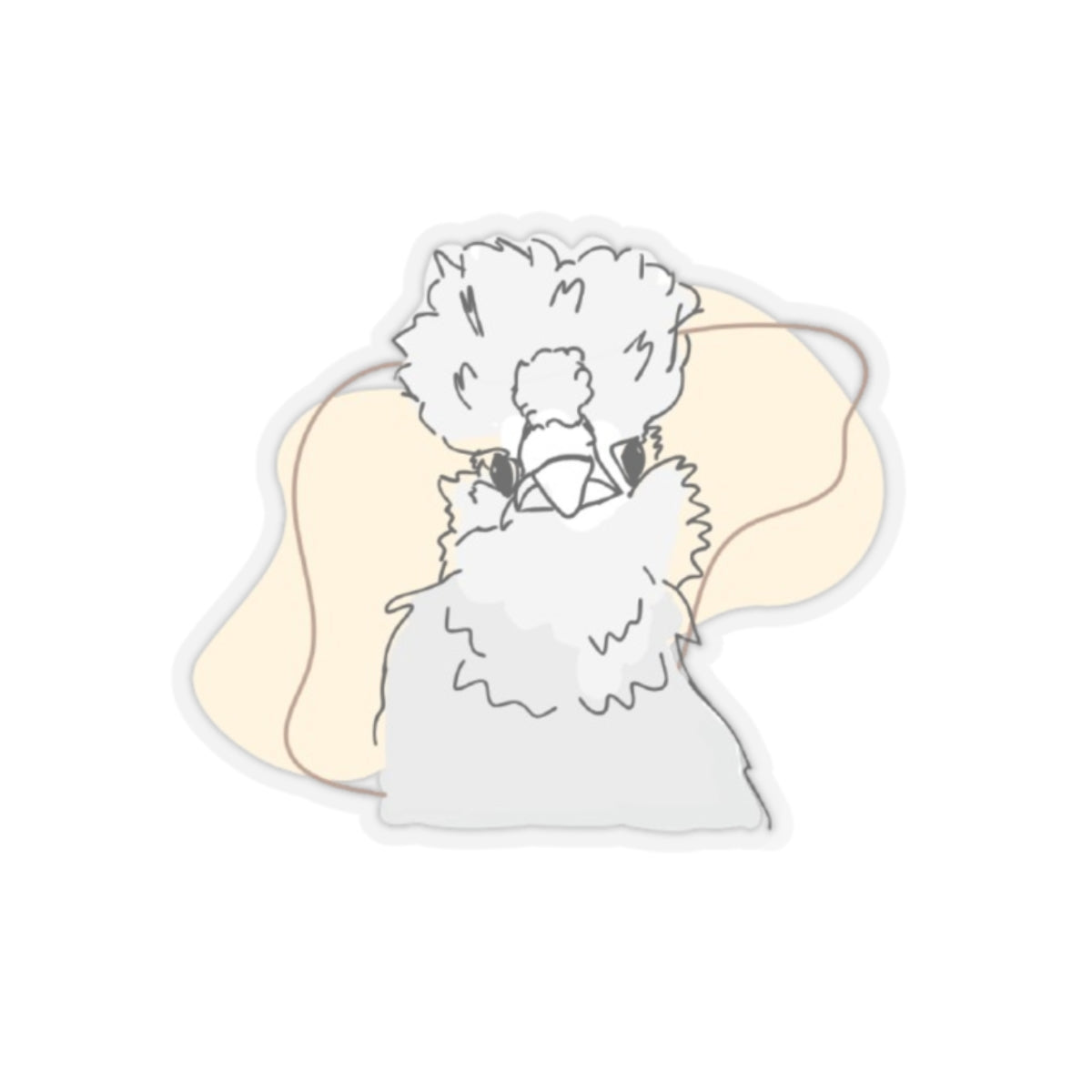 Silkie Chicken Sticker light yellow Simple minimalistic - Kiss-Cut Stickers, Chicken Decal, Cute Laptop Sticker, Farmhouse Decor, Animal