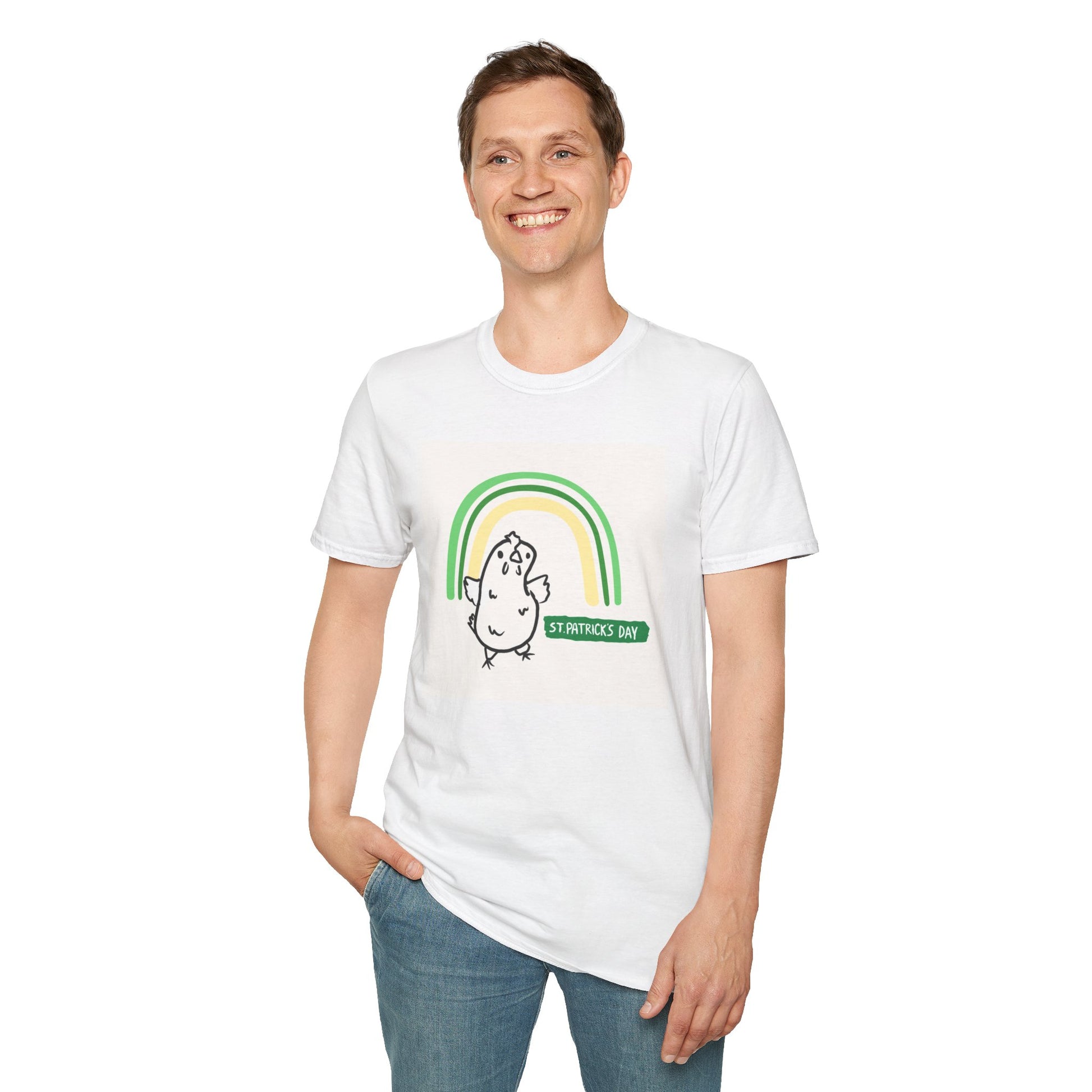 Whimsical St. Patrick's Day Chicken T-Shirt - Unisex Softstyle Tee