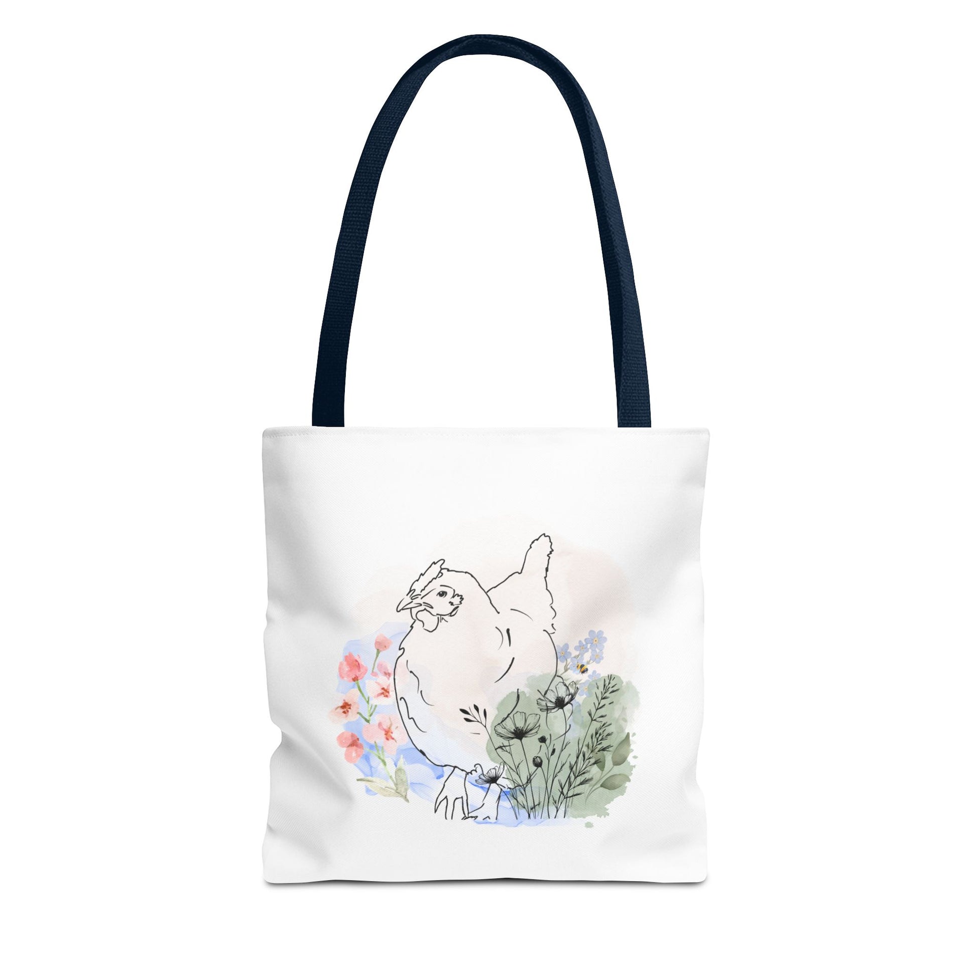 Gorgeous Chicken Surrounded by Flowers and a Bee Tote Bag (AOP)