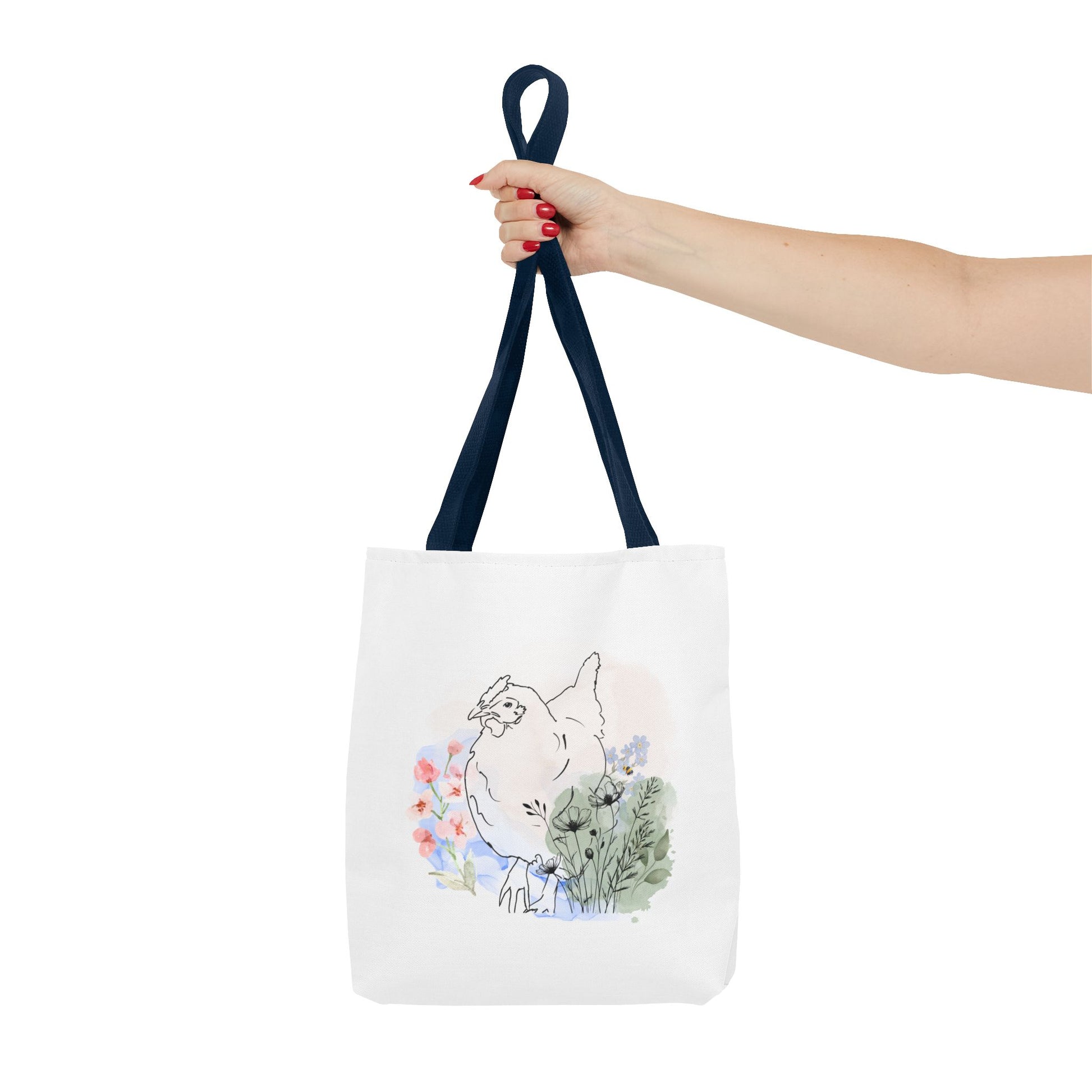 Gorgeous Chicken Surrounded by Flowers and a Bee Tote Bag (AOP)