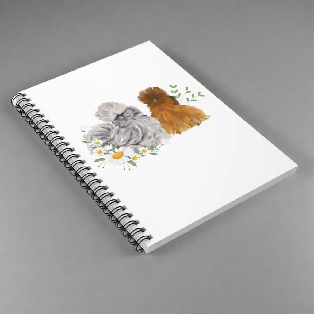 SilkieFluff-Themed Spiral Notebook for Pet Lovers, Cute Journal, Gift for Dog Owners, Floral Notebook, Inspiration Diary