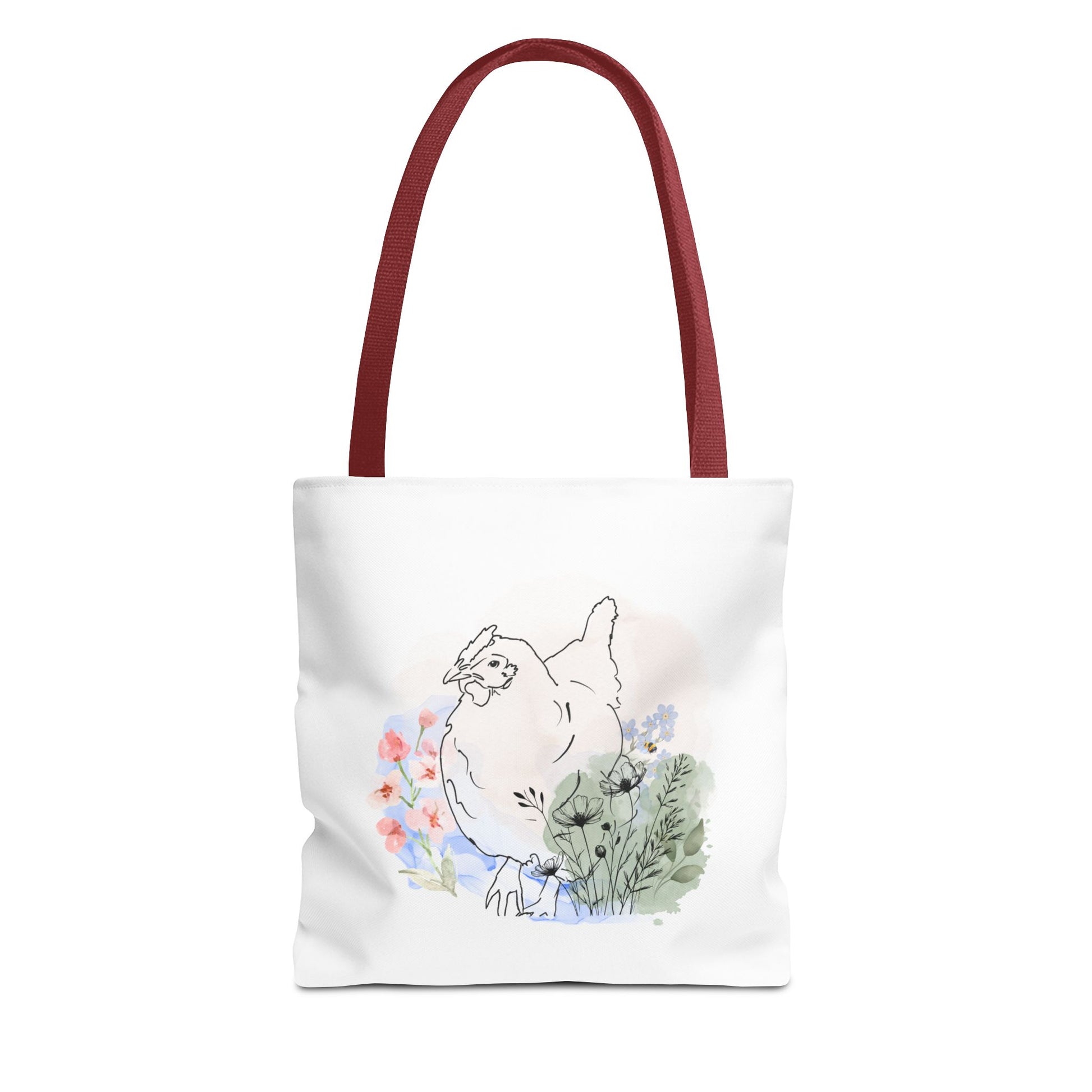 Gorgeous Chicken Surrounded by Flowers and a Bee Tote Bag (AOP)