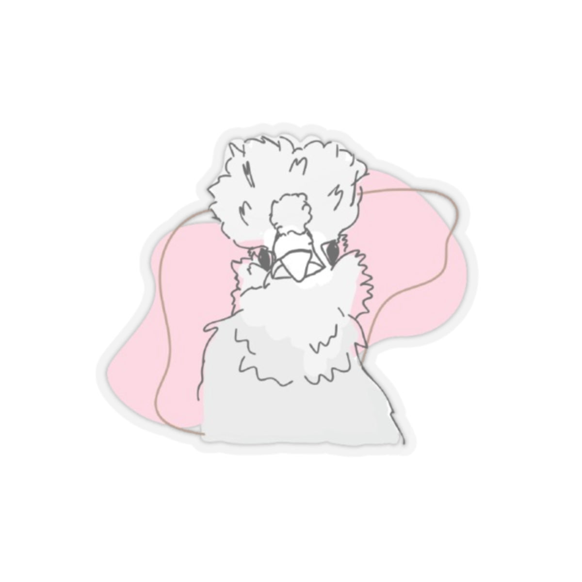 Silkie Chicken Stickers - Light Pink, Cute and Fluffy, Farm Animal Decals, Laptop Decor, Chicken Lover Gift, Scrapbook Supplies