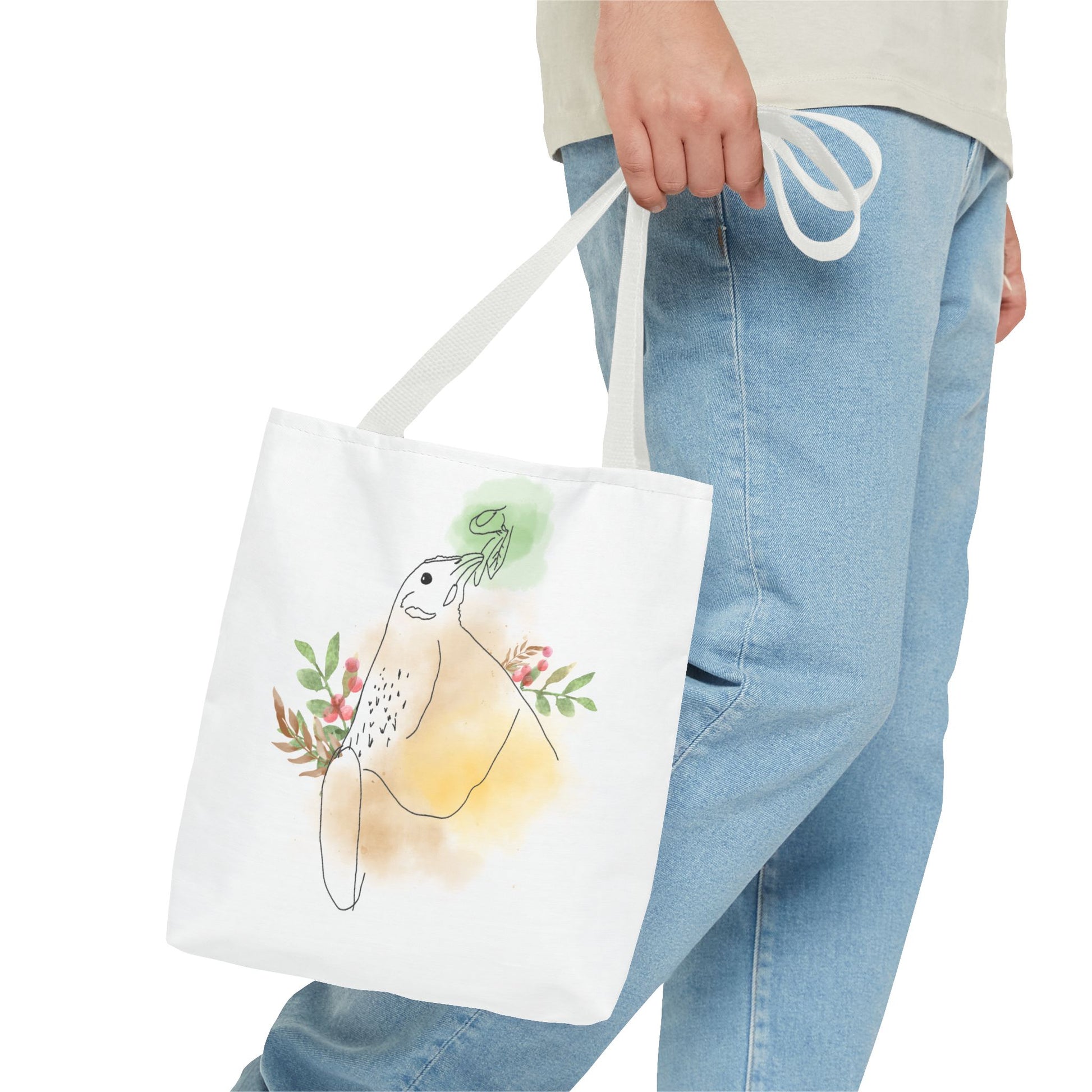 Golden Hen With Red Berries Tote Bag (AOP)