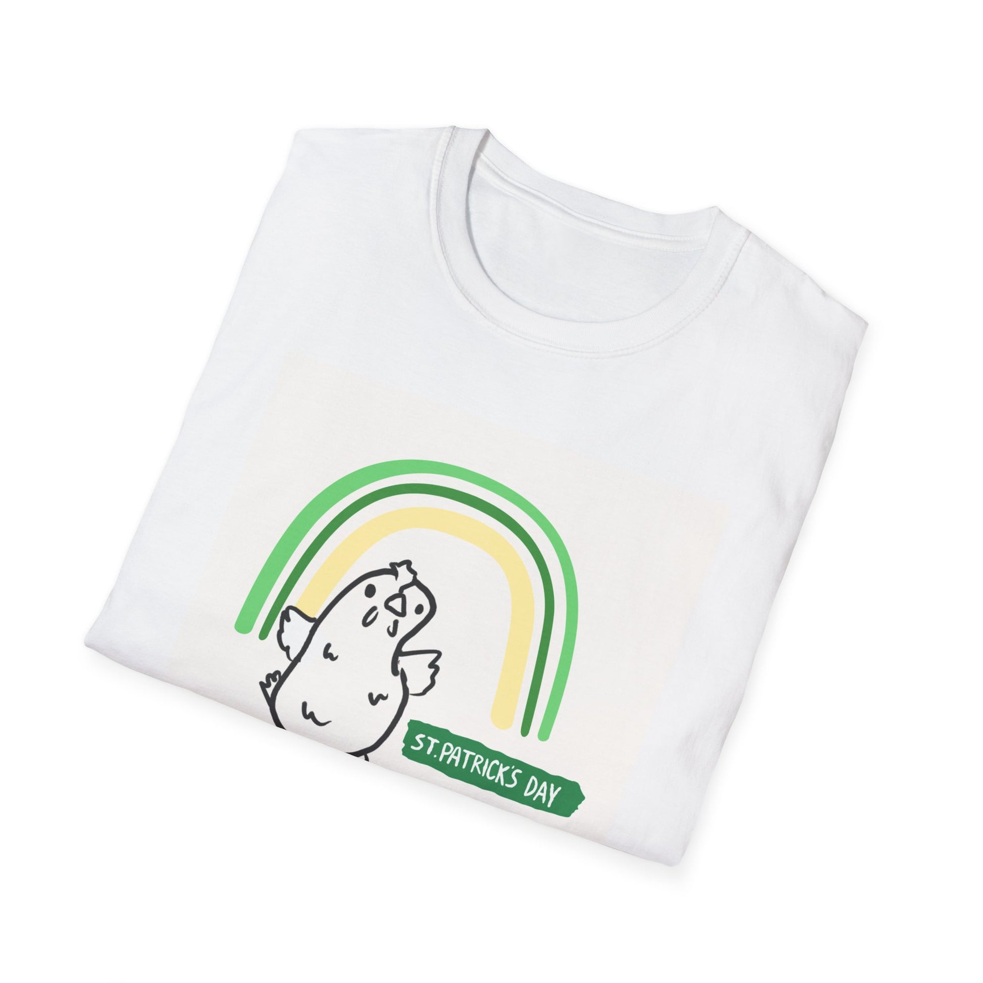 Whimsical St. Patrick's Day Chicken T-Shirt - Unisex Softstyle Tee
