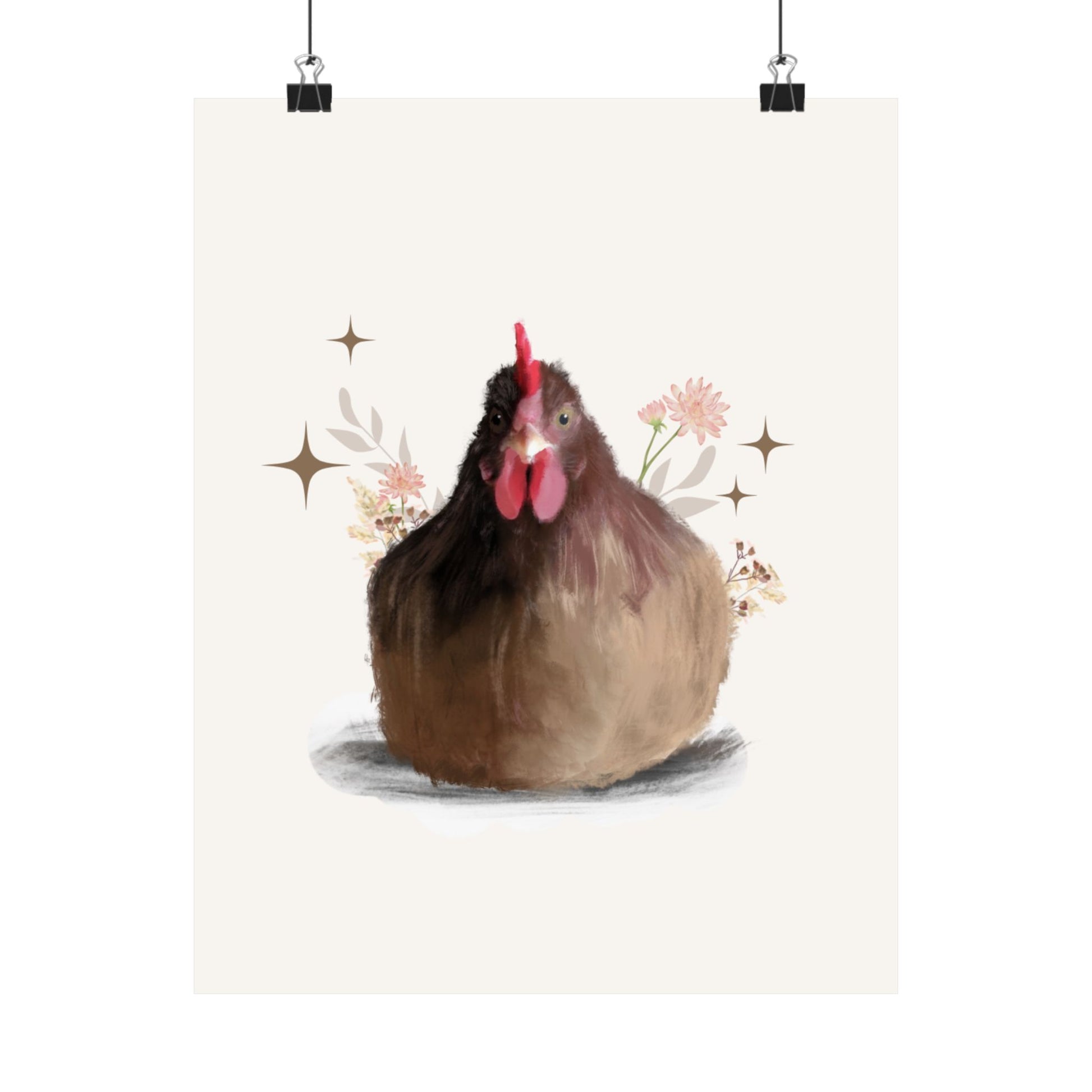 Vertical Posters Brown Brooding Hen Chicken Design With Nature highlights