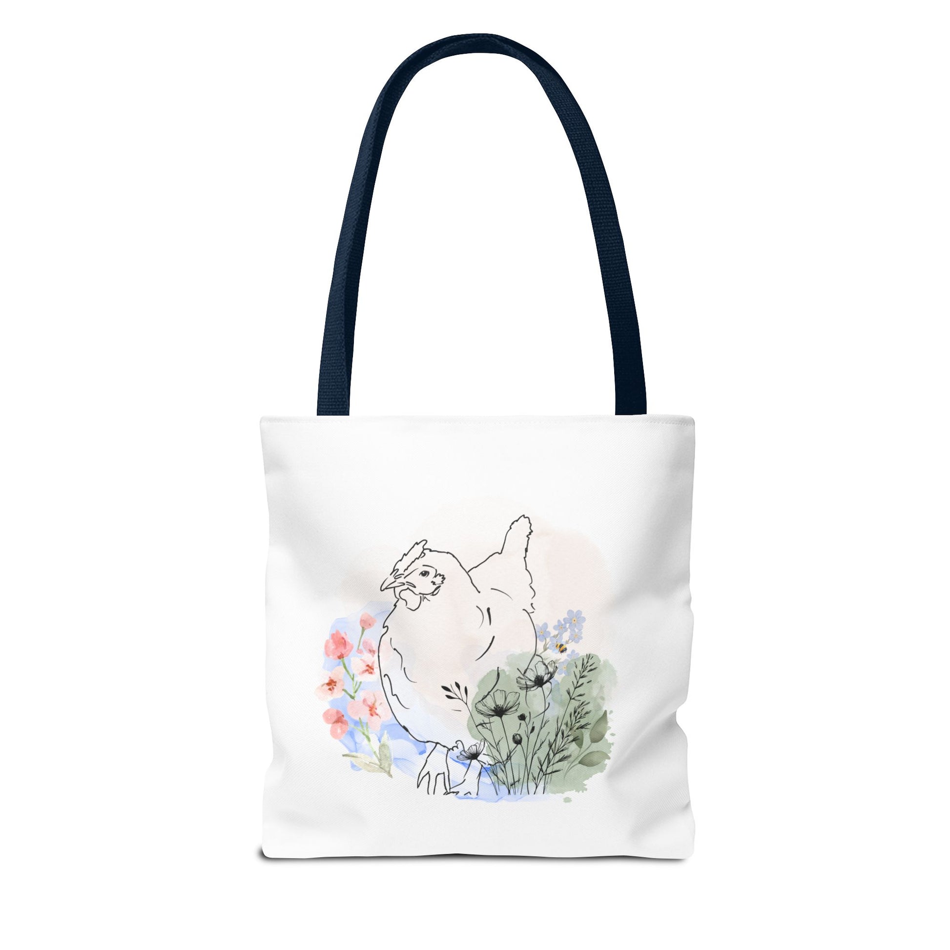 Gorgeous Chicken Surrounded by Flowers and a Bee Tote Bag (AOP)