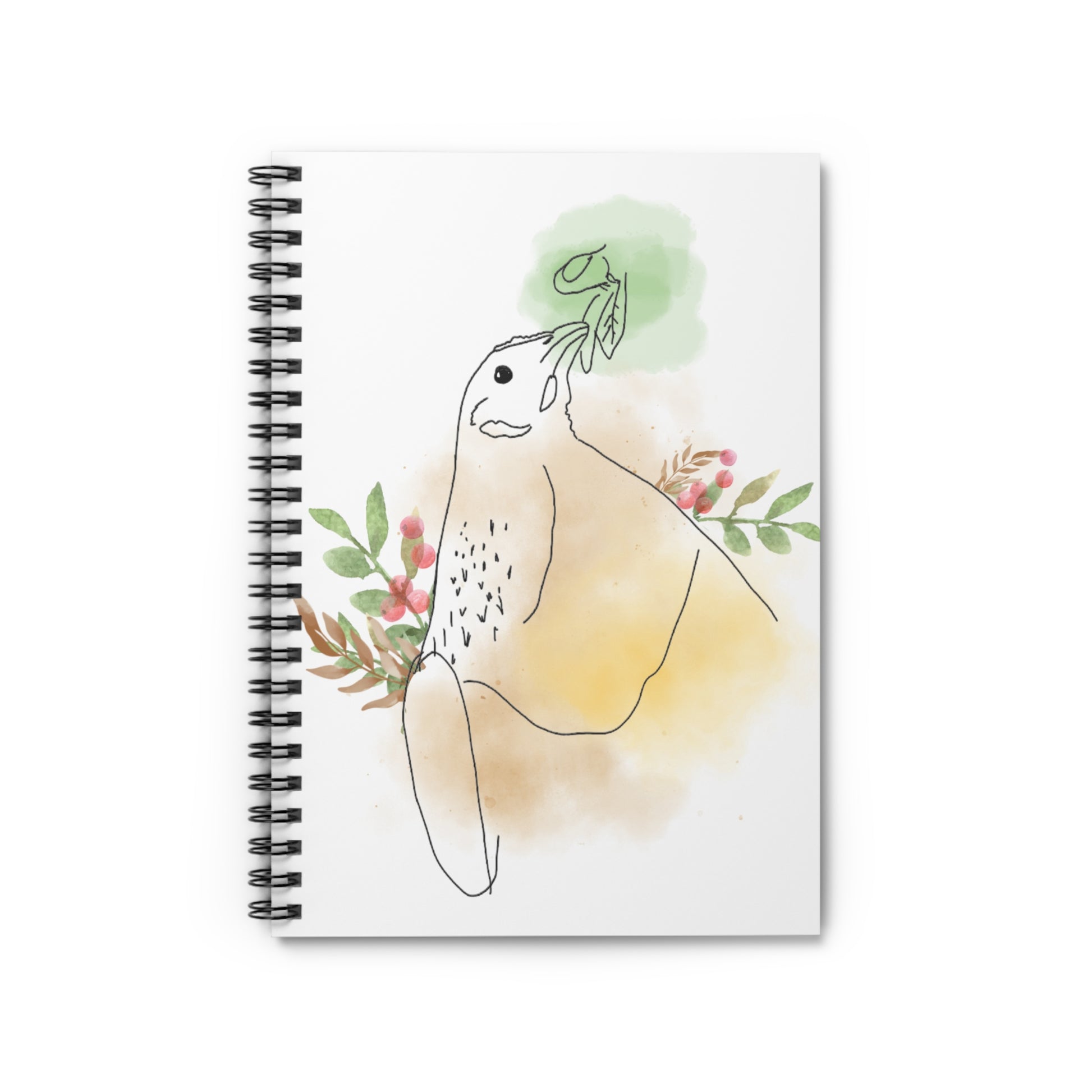 Golden Hen With Red Berries Spiral Notebook - Ruled Line