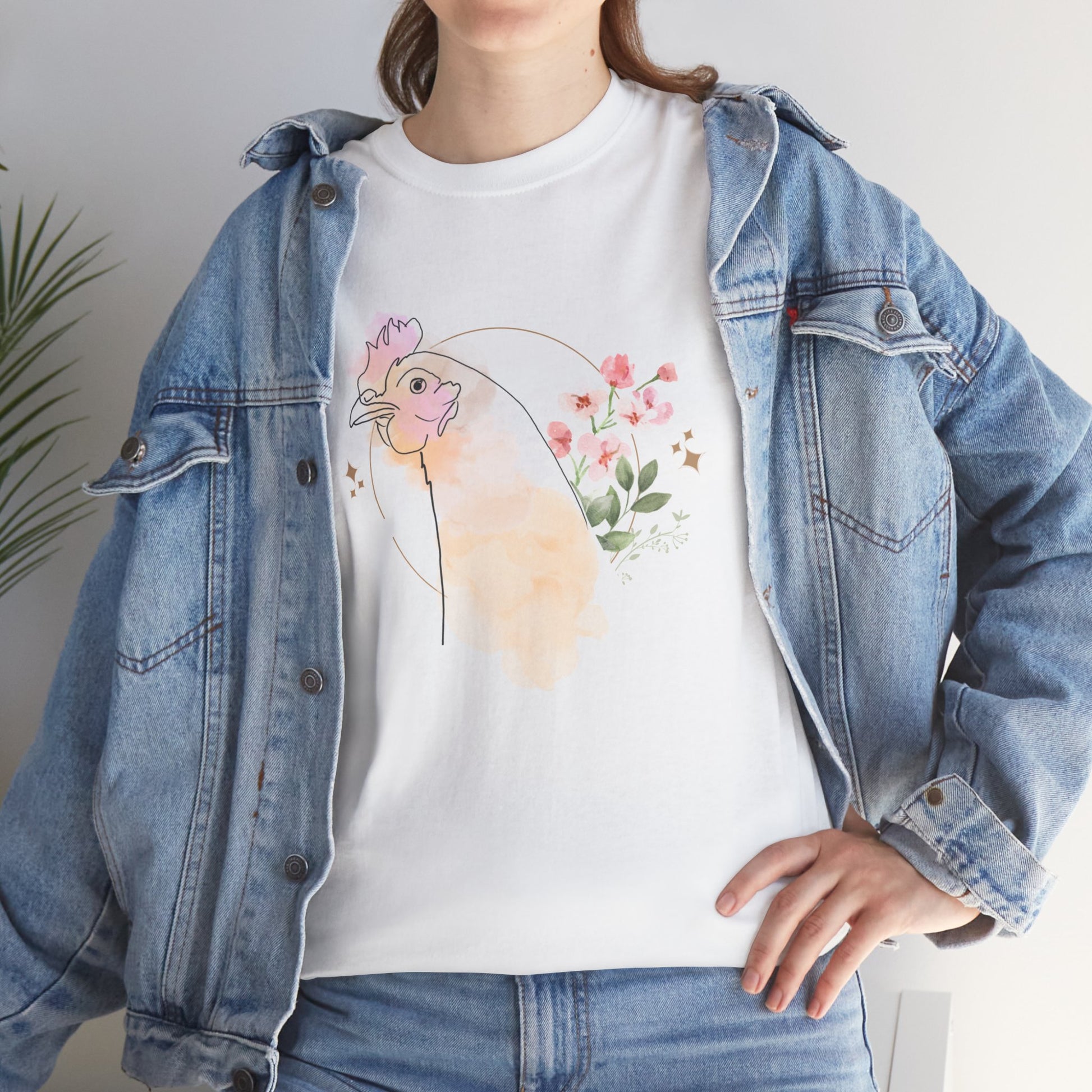 Pretty Chicken and Pink Flowers T-Shirt