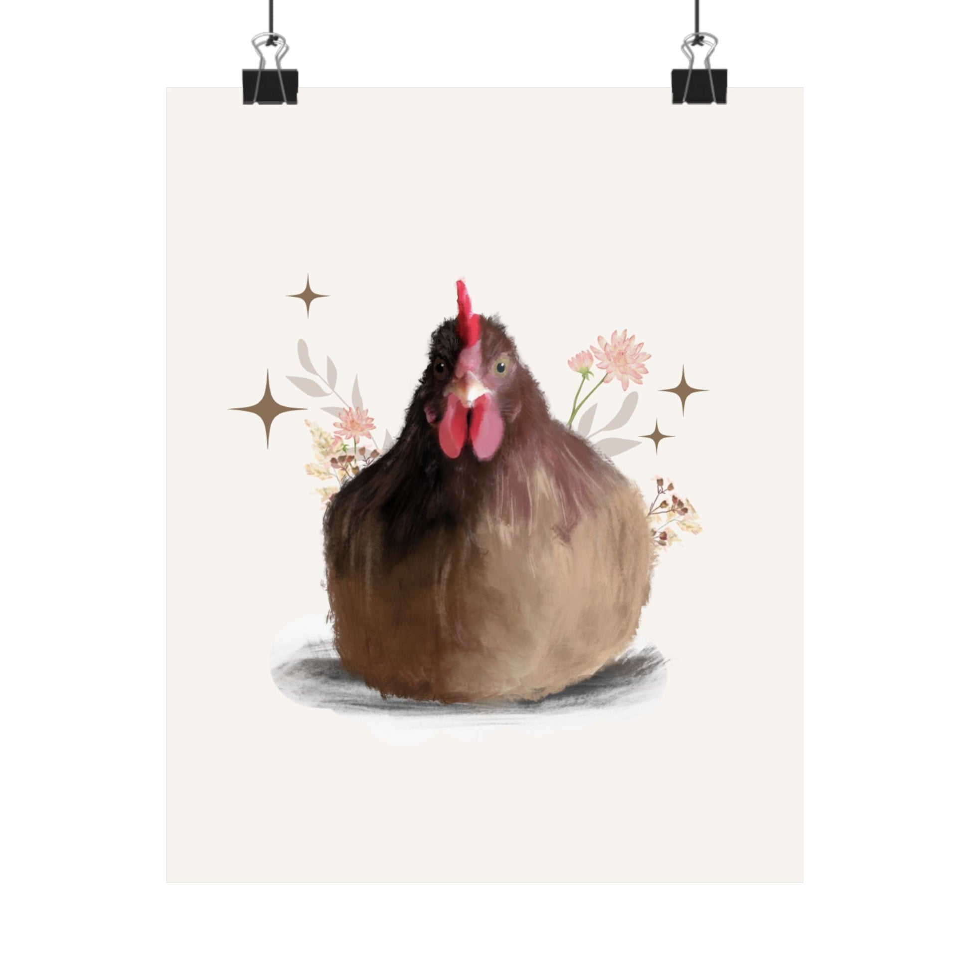 Vertical Posters Brown Brooding Hen Chicken Design With Nature highlights