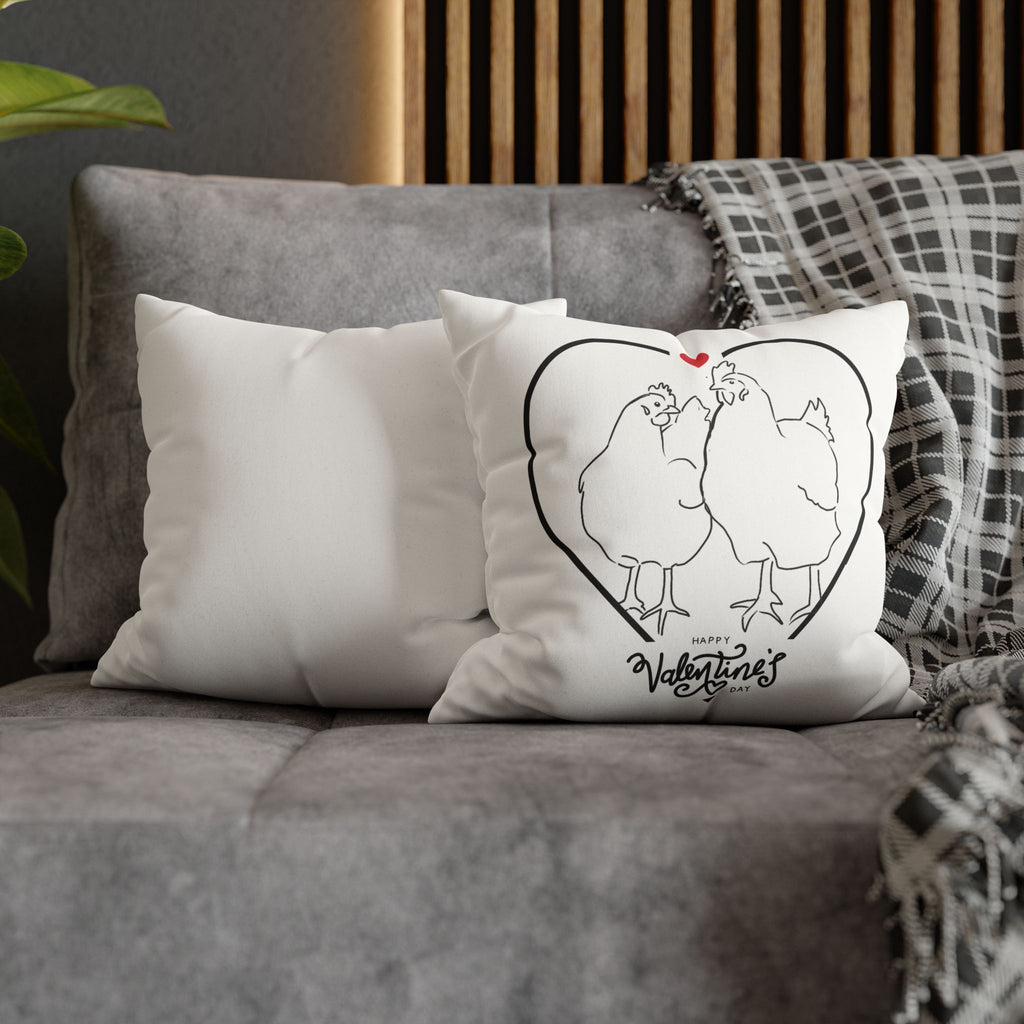 Happy Valentine's Day Chicken Love Faux Suede Pillowcase