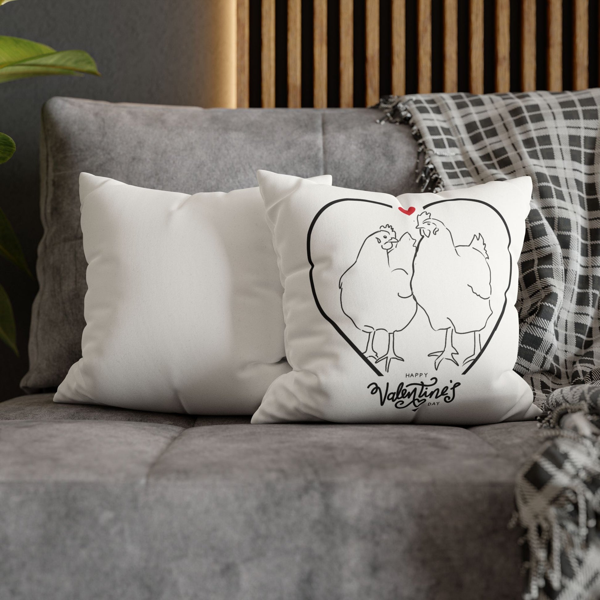 Happy Valentine's Day Chicken Love Faux Suede Pillowcase