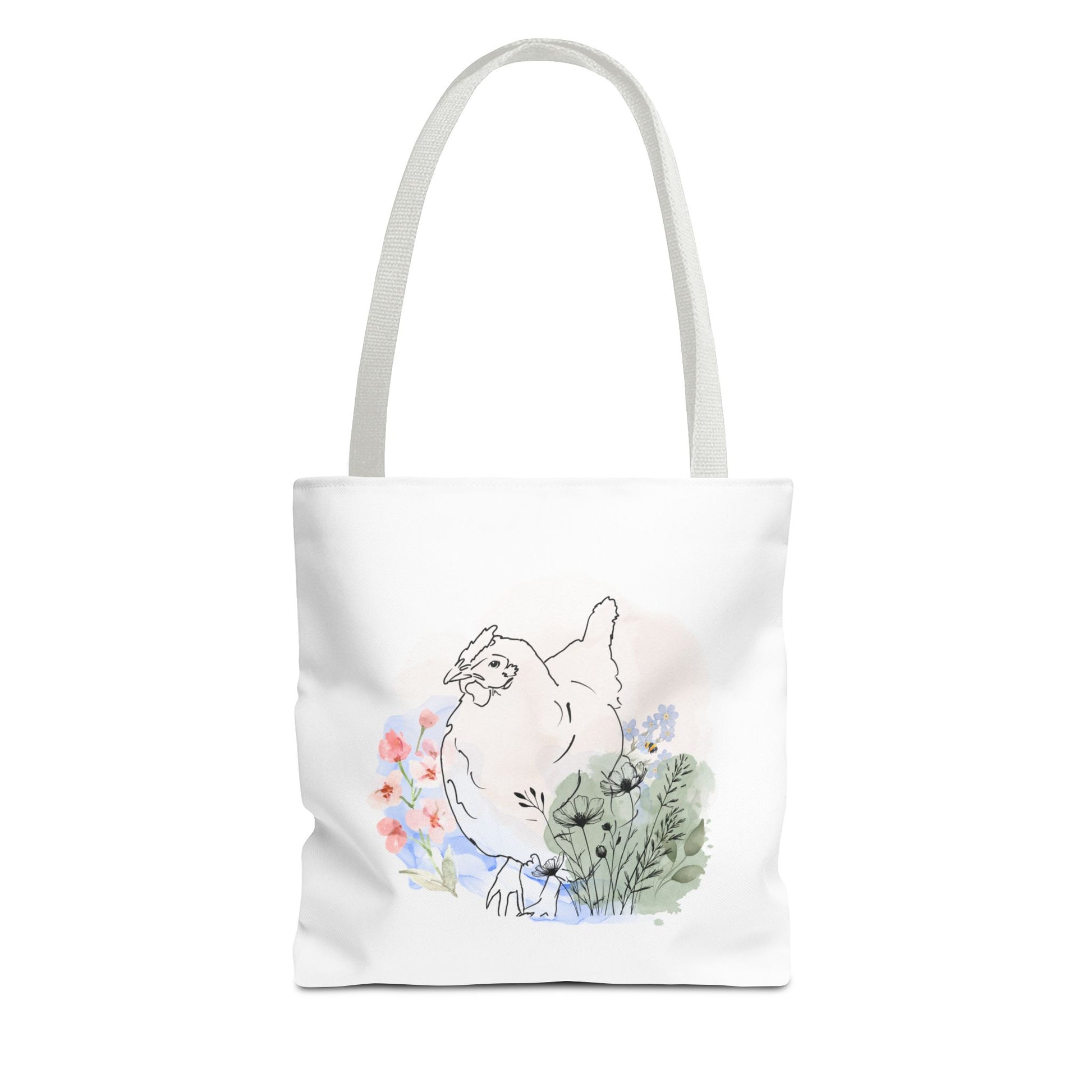 Gorgeous Chicken Surrounded by Flowers and a Bee Tote Bag (AOP)