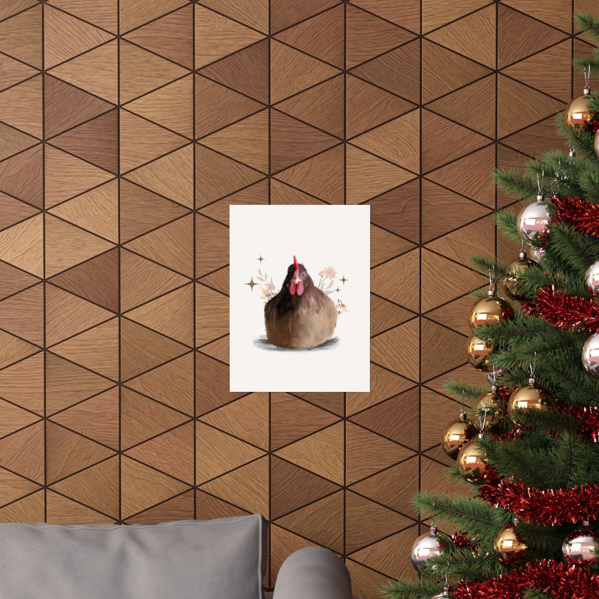 Vertical Posters Brown Brooding Hen Chicken Design With Nature highlights