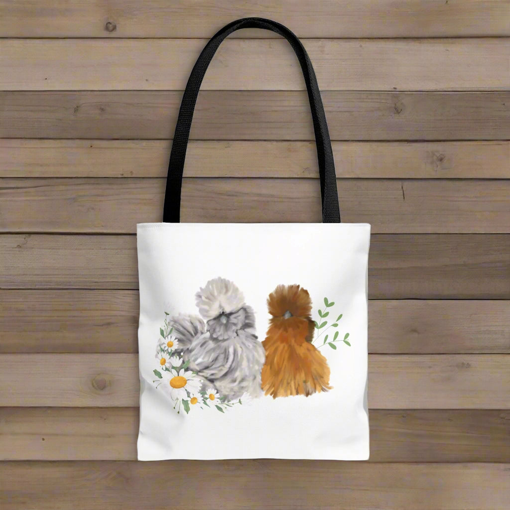 Silkie Fluff & Daisy Flowers Tote Bag