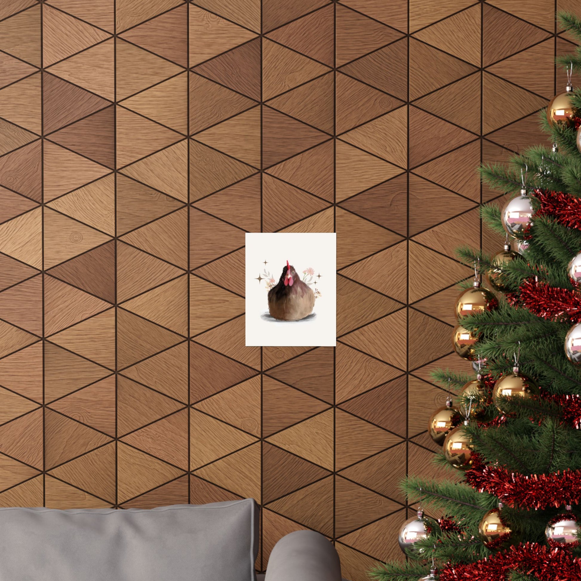 Vertical Posters Brown Brooding Hen Chicken Design With Nature highlights