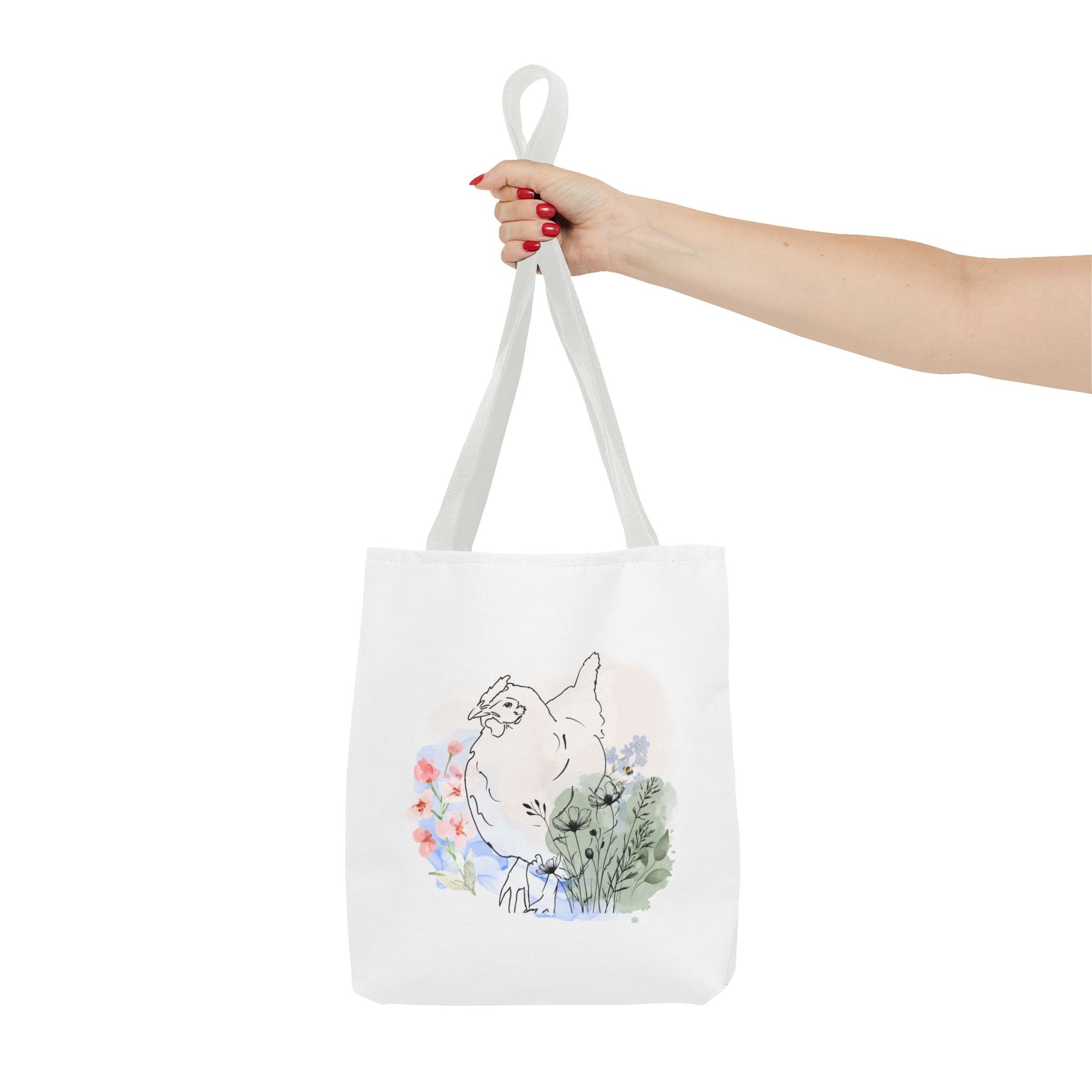 Gorgeous Chicken Surrounded by Flowers and a Bee Tote Bag (AOP)