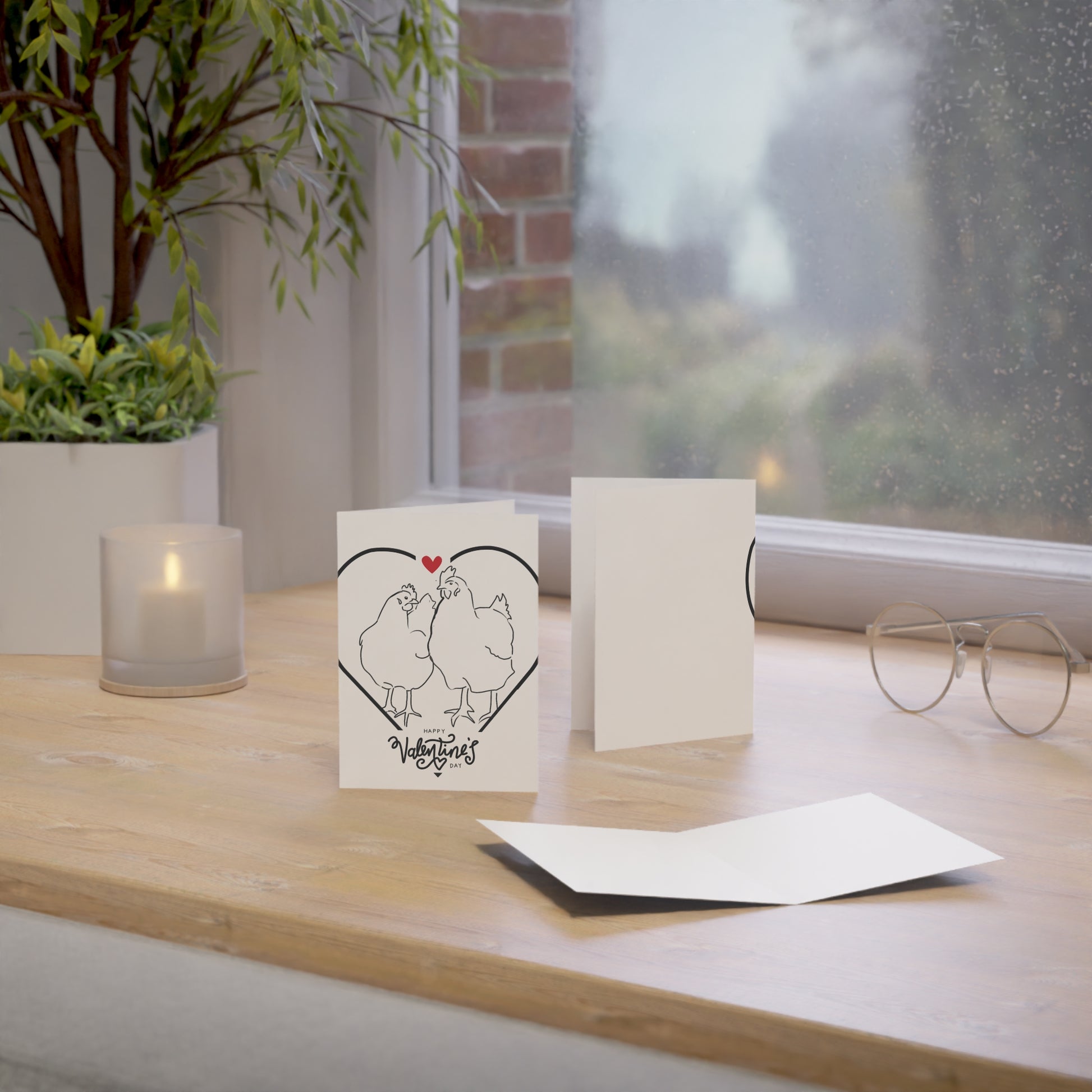 Cute Valentine’s Day Greeting Cards - Set of 1, 10, 30, or 50 | Love Chickens Design