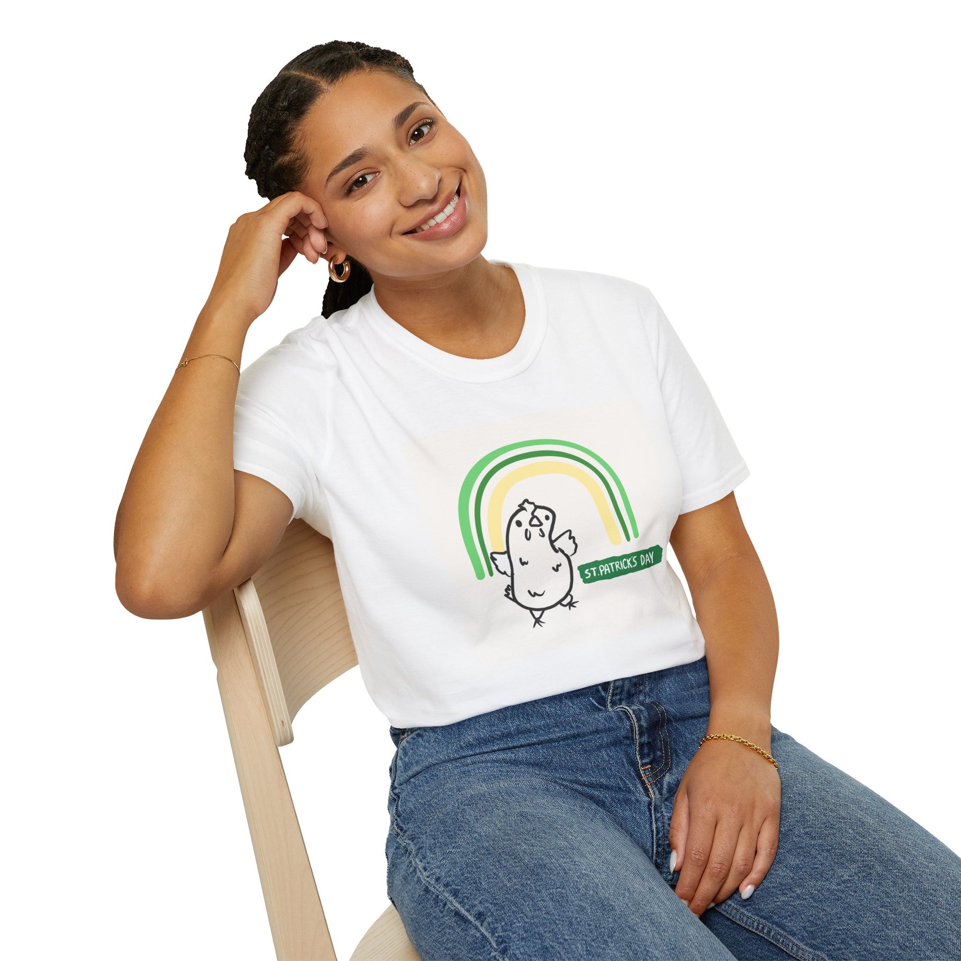 Whimsical St. Patrick's Day Chicken T-Shirt - Unisex Softstyle Tee