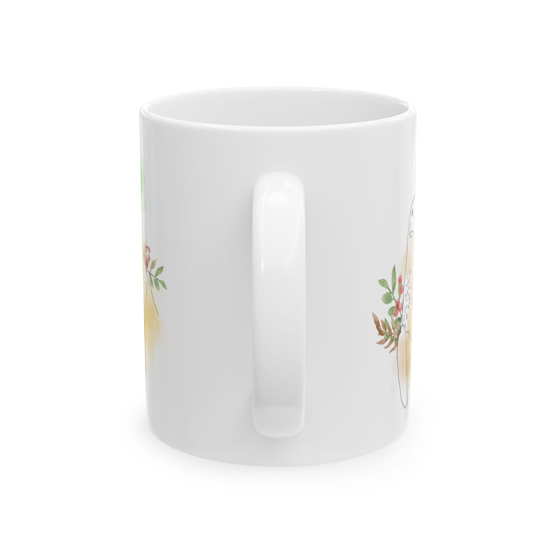 Golden Hen With Red Berries Ceramic Mug, (11oz, 15oz)