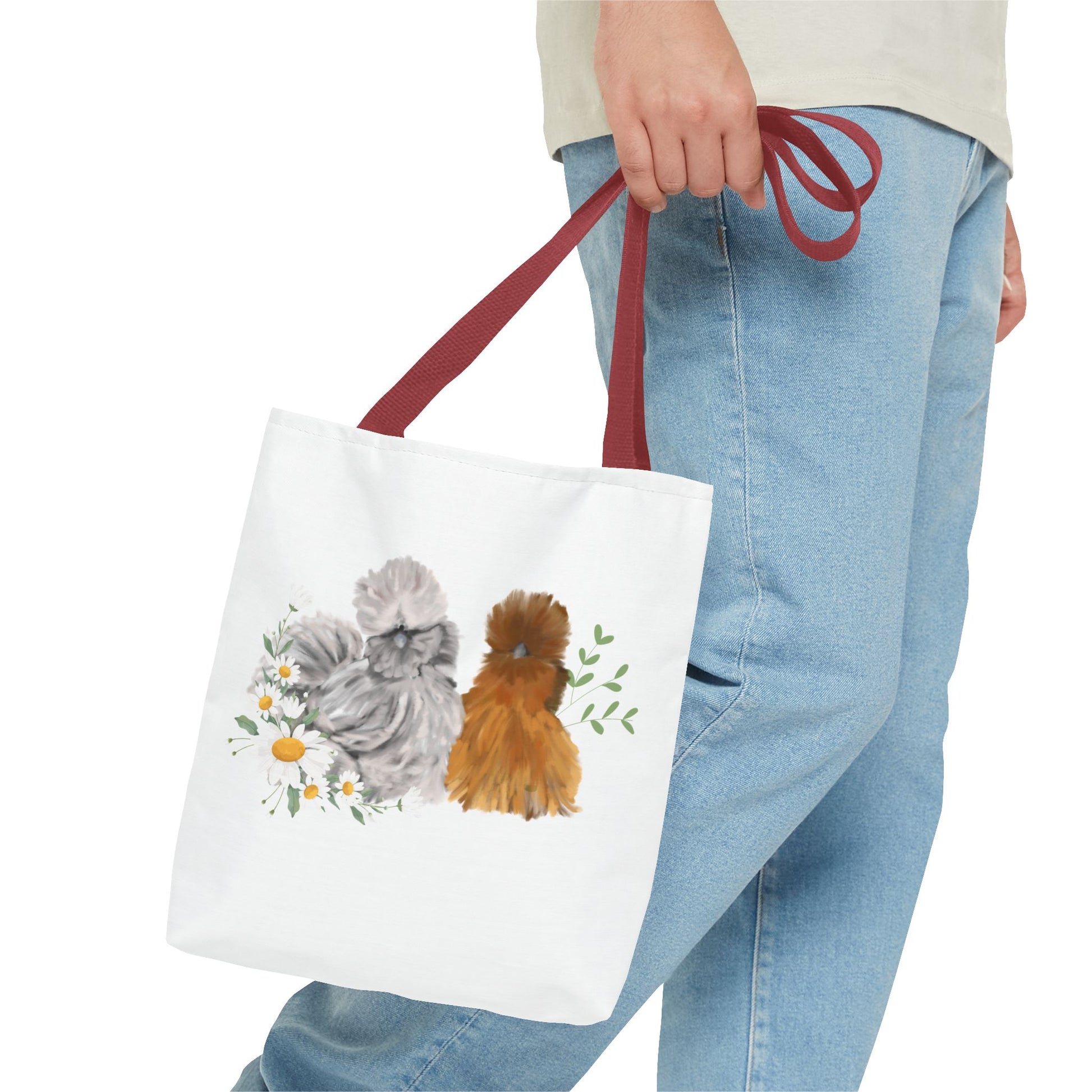 Silkie Fluff & Daisy Flowers Tote Bag