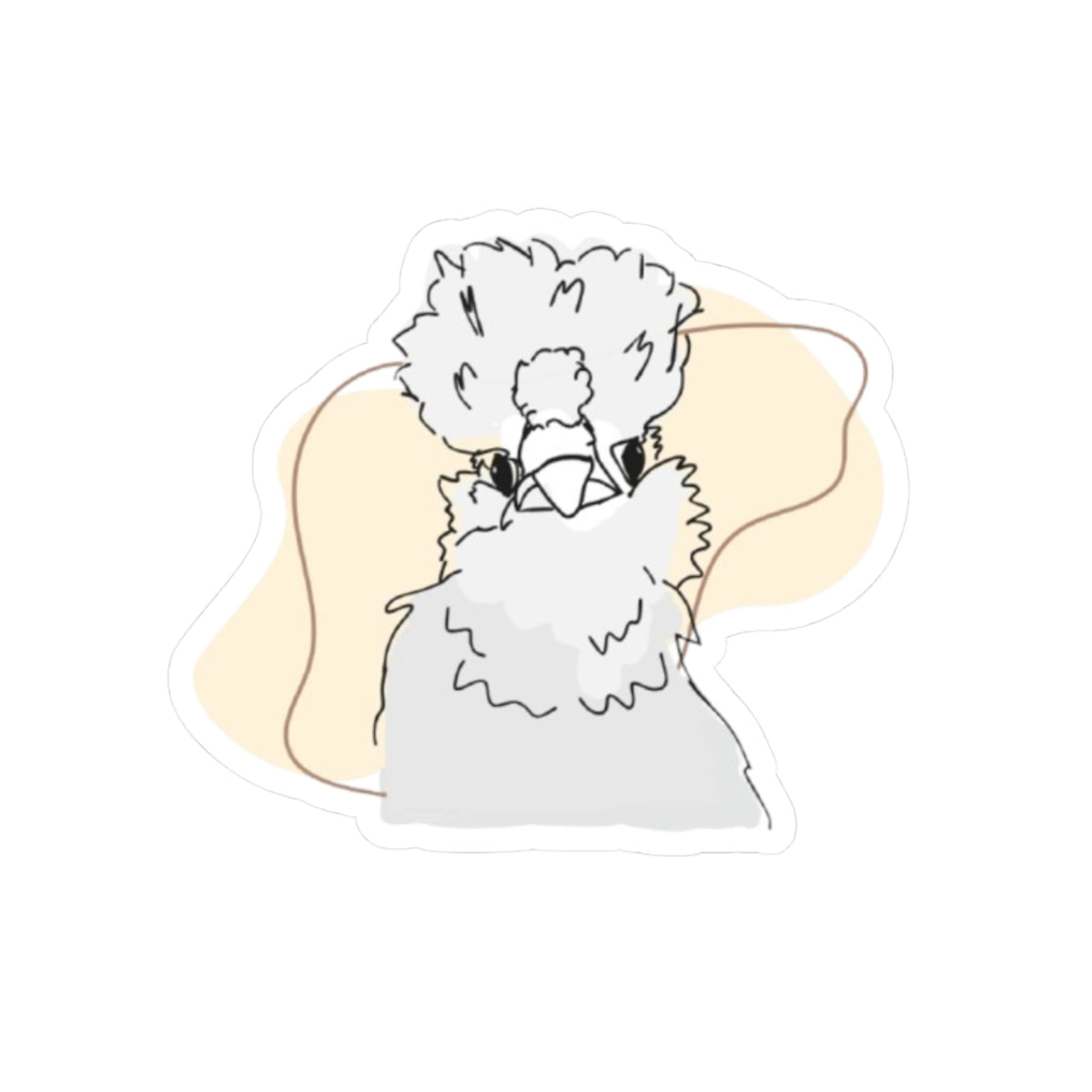Silkie Chicken Sticker light yellow Simple minimalistic - Kiss-Cut Stickers, Chicken Decal, Cute Laptop Sticker, Farmhouse Decor, Animal