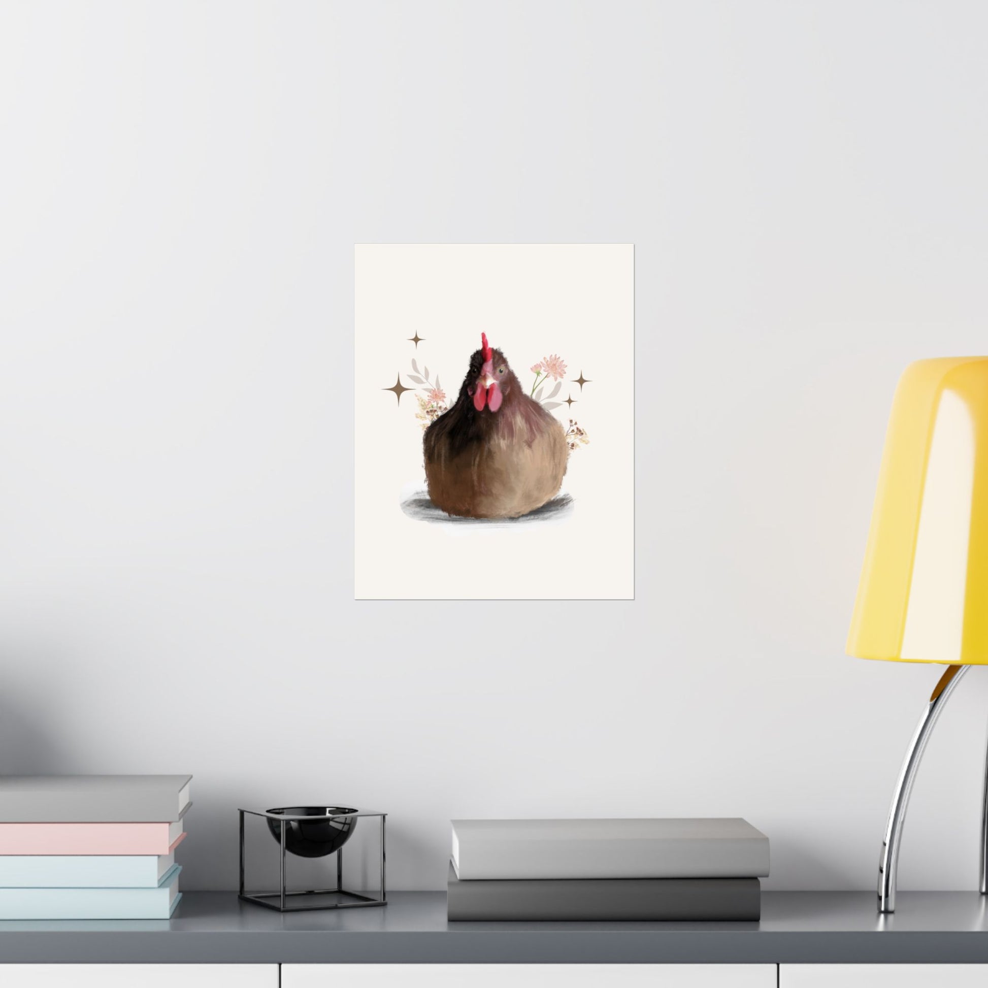 Vertical Posters Brown Brooding Hen Chicken Design With Nature highlights