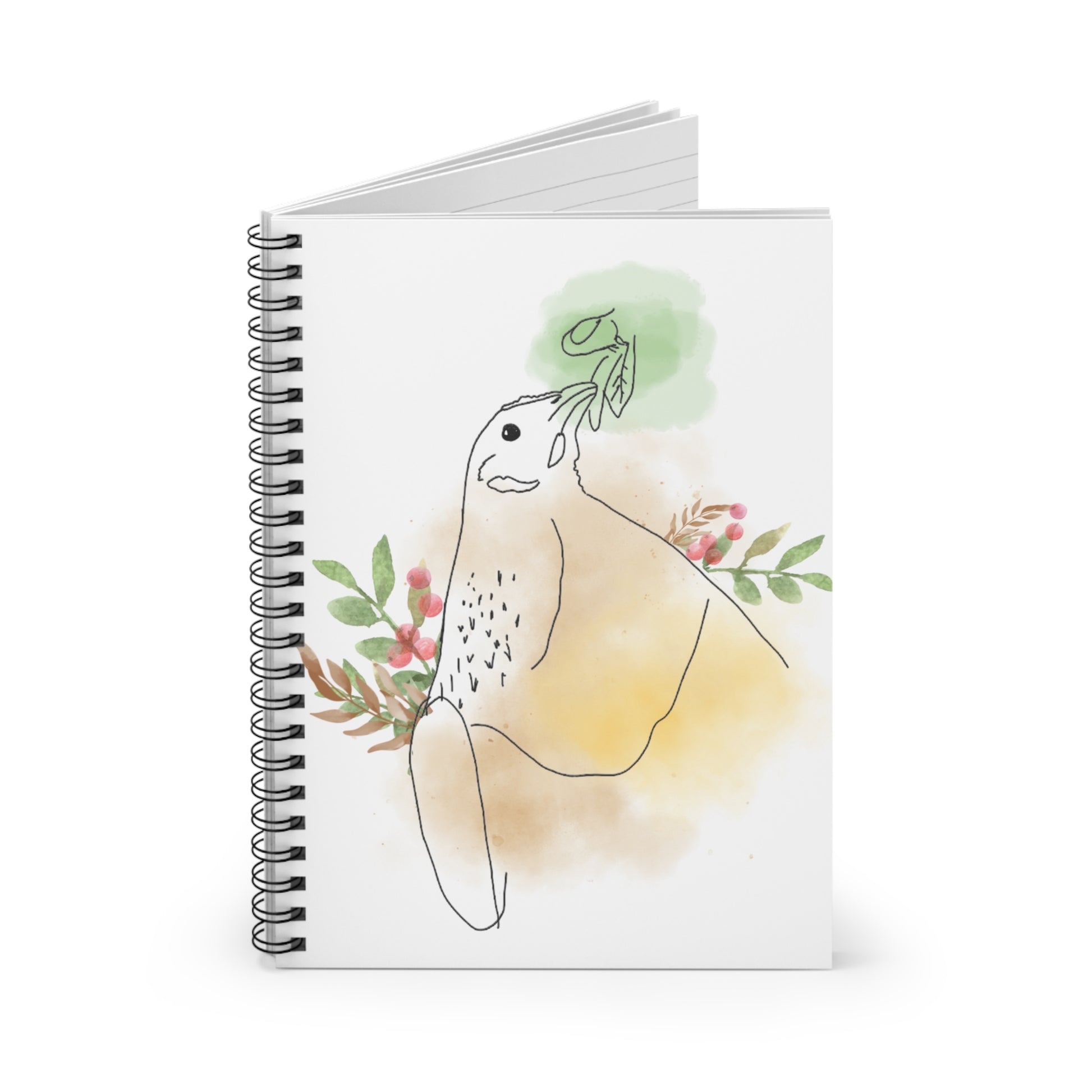 Golden Hen With Red Berries Spiral Notebook - Ruled Line