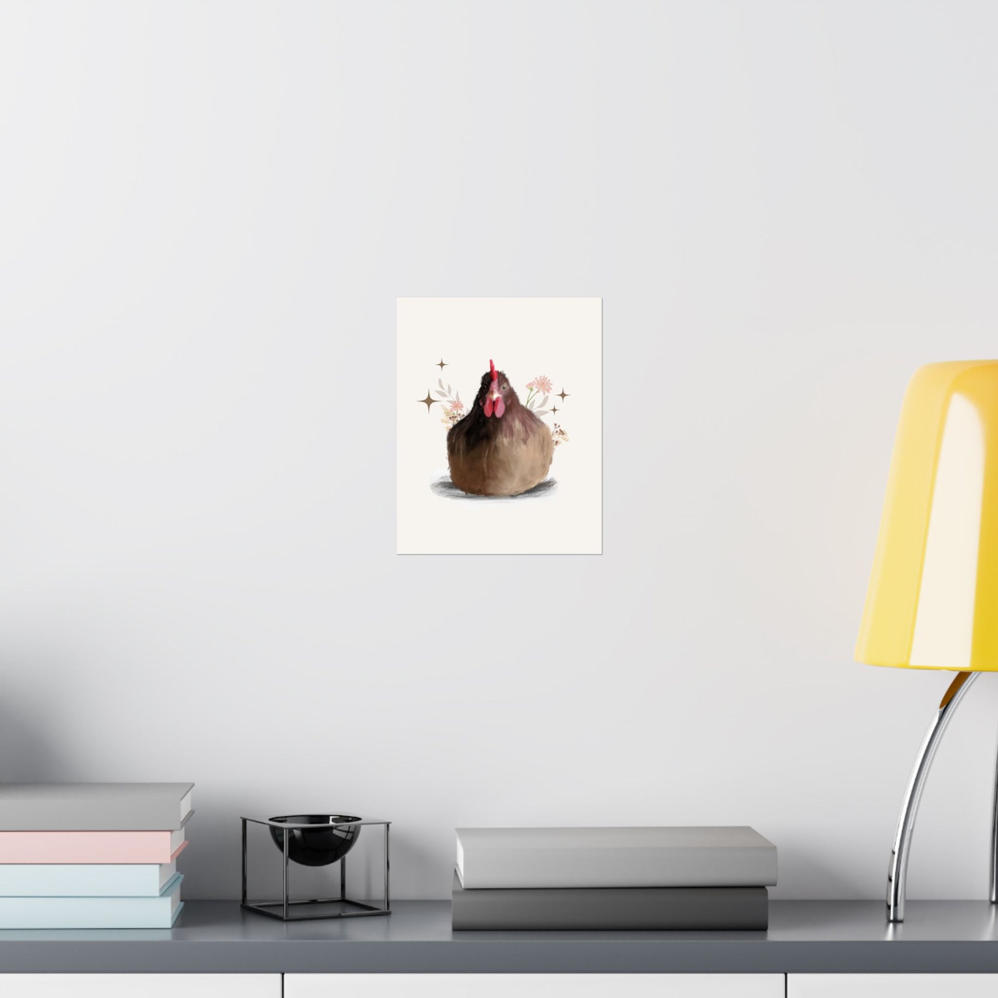 Vertical Posters Brown Brooding Hen Chicken Design With Nature highlights