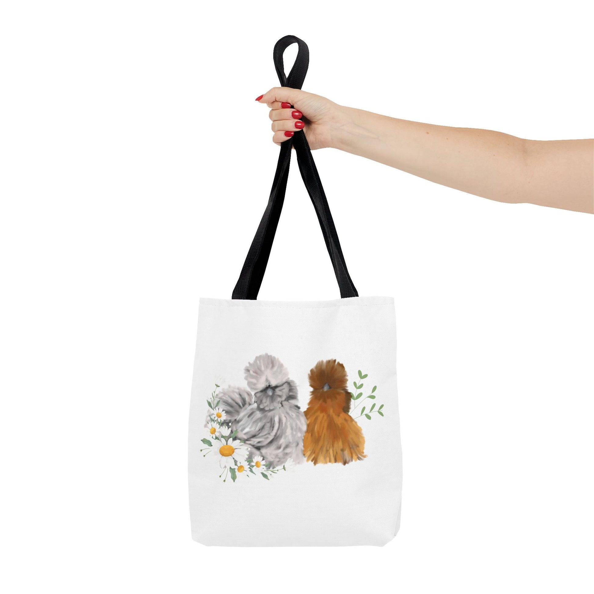 Silkie Fluff & Daisy Flowers Tote Bag