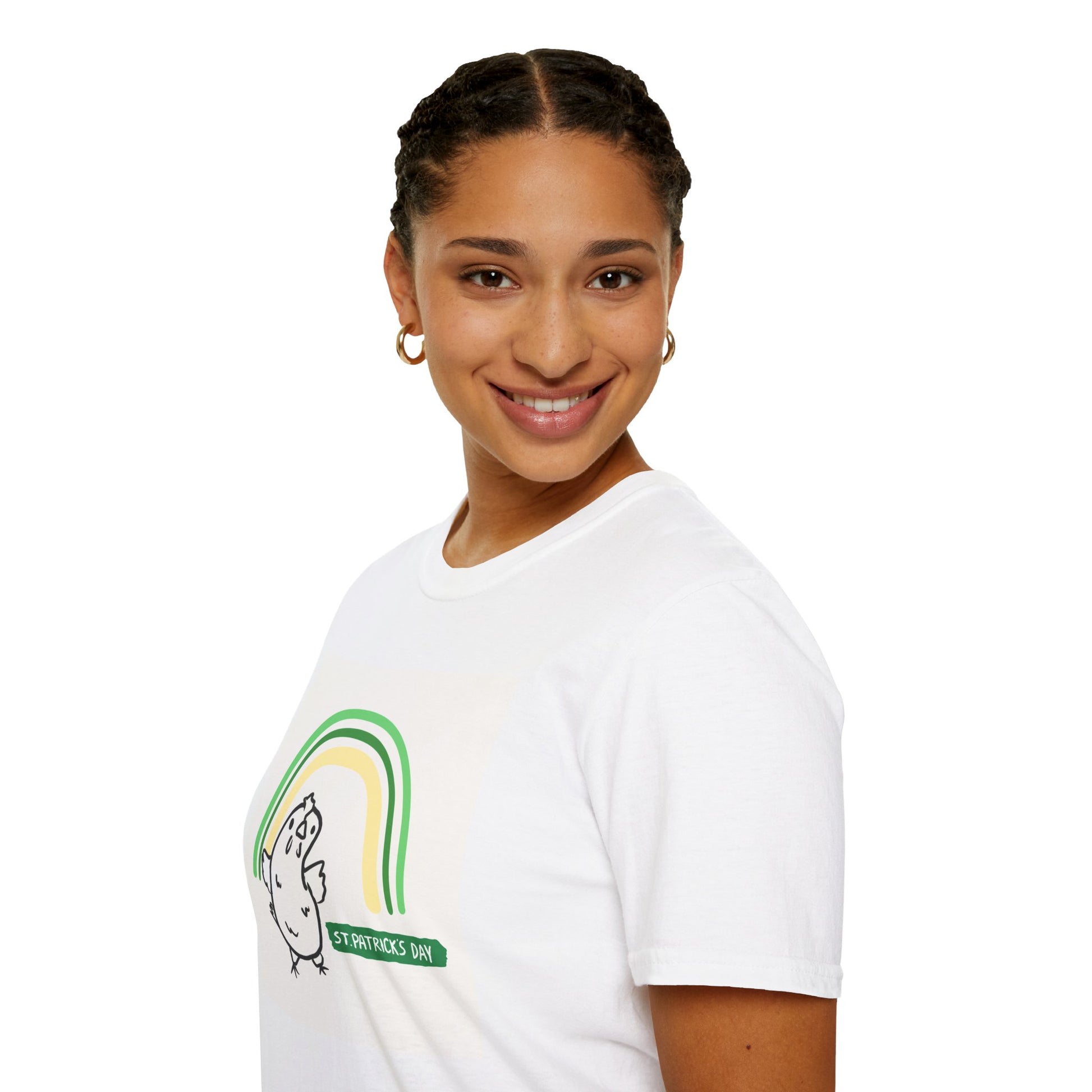 Whimsical St. Patrick's Day Chicken T-Shirt - Unisex Softstyle Tee