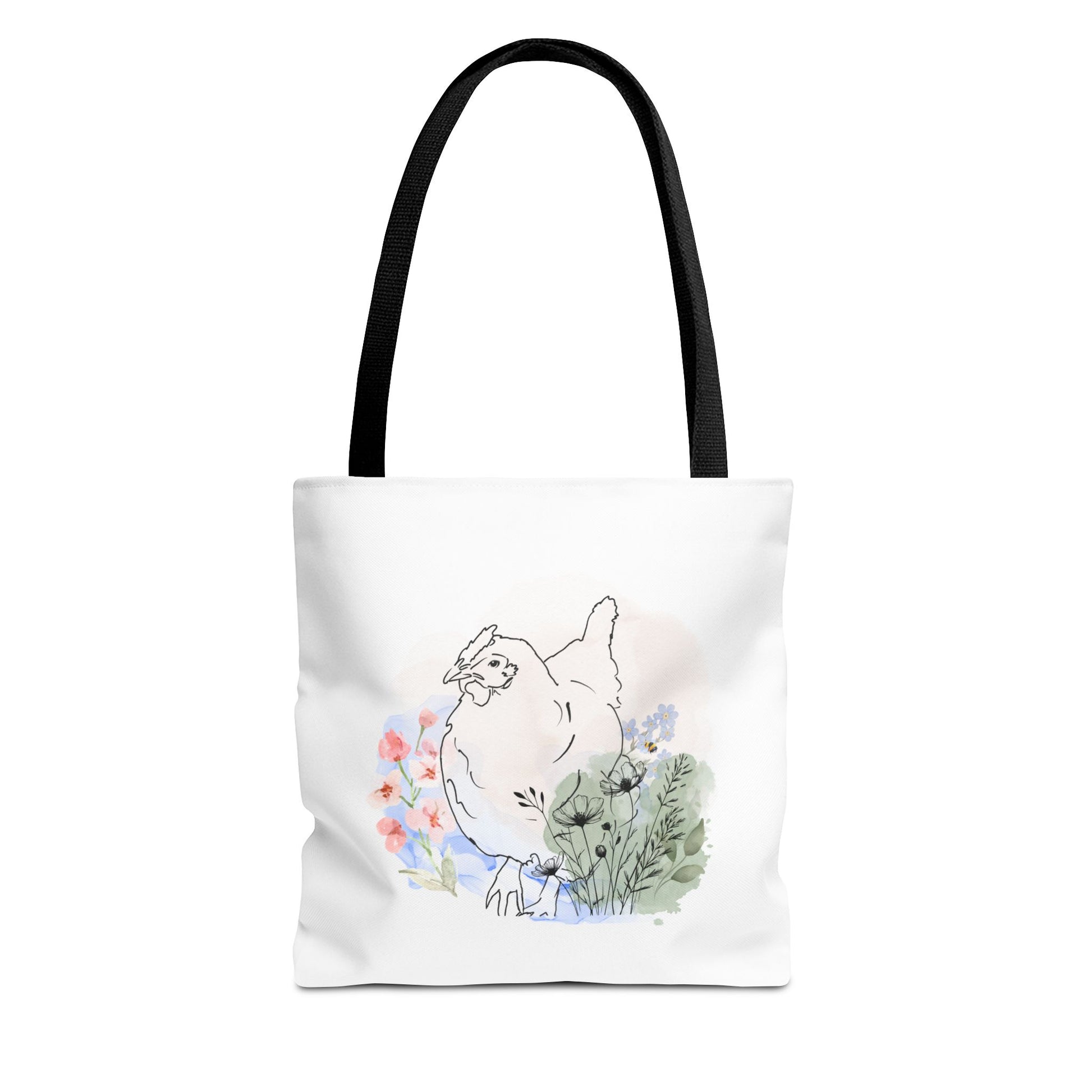 Gorgeous Chicken Surrounded by Flowers and a Bee Tote Bag (AOP)