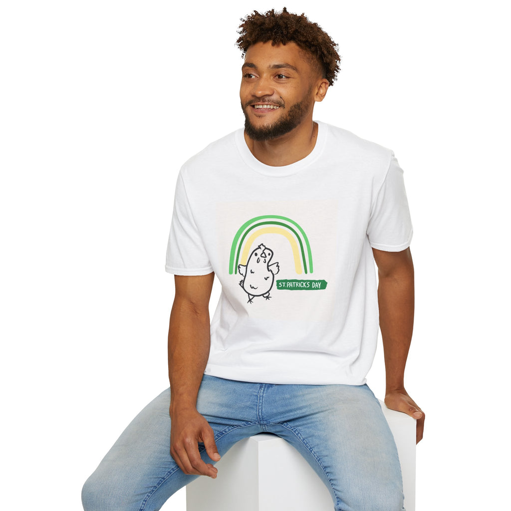 Whimsical St. Patrick's Day Chicken T-Shirt - Unisex Softstyle Tee