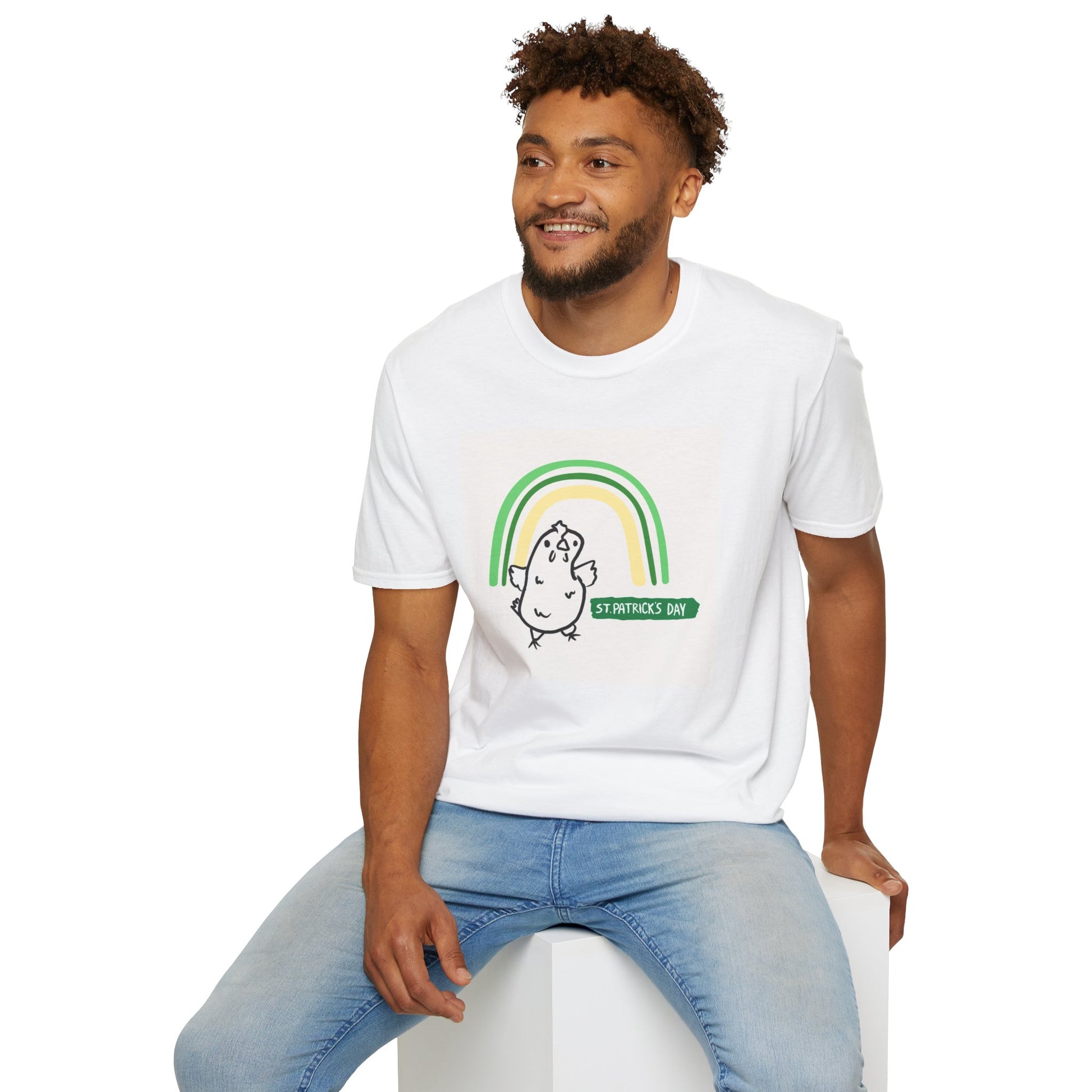 Whimsical St. Patrick's Day Chicken T-Shirt - Unisex Softstyle Tee