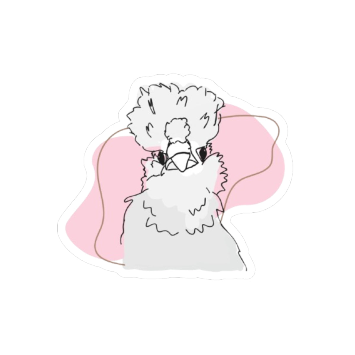 Silkie Chicken Stickers - Light Pink, Cute and Fluffy, Farm Animal Decals, Laptop Decor, Chicken Lover Gift, Scrapbook Supplies