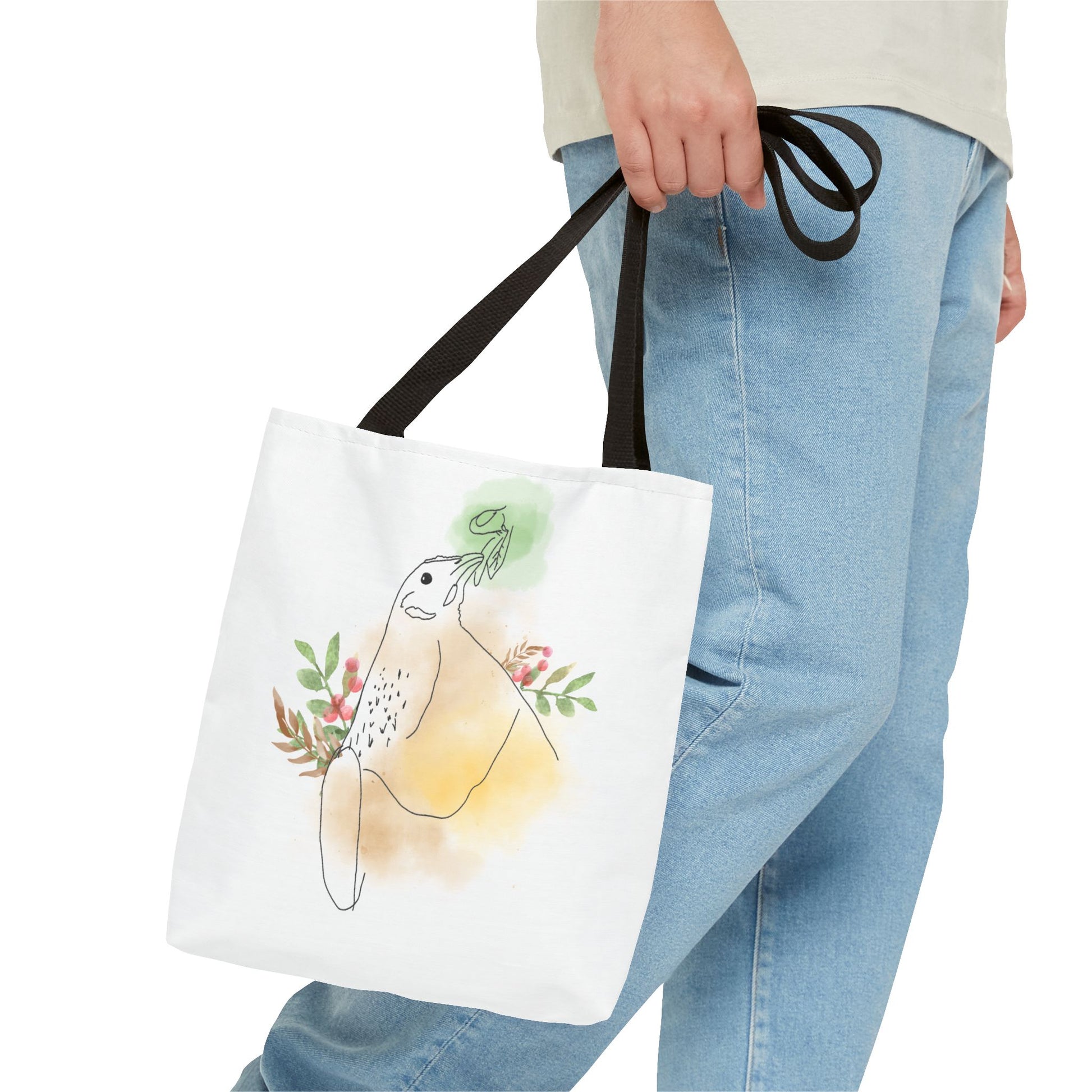 Golden Hen With Red Berries Tote Bag (AOP)