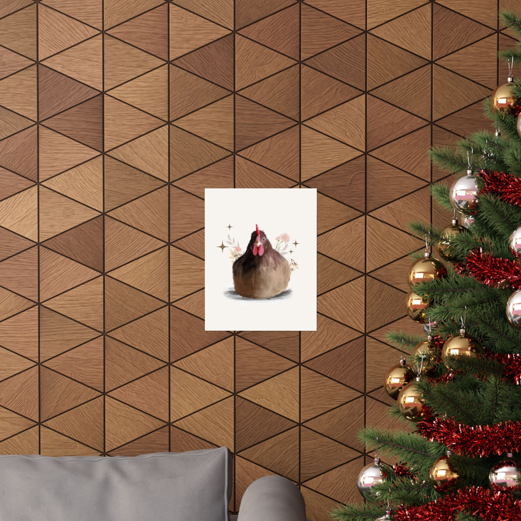 Vertical Posters Brown Brooding Hen Chicken Design With Nature highlights