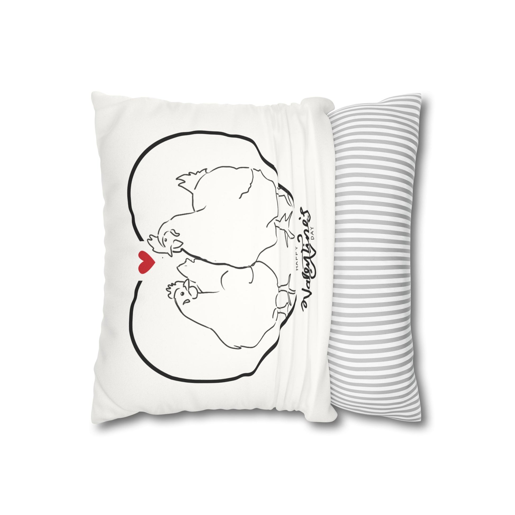 Happy Valentine's Day Chicken Love Faux Suede Pillowcase