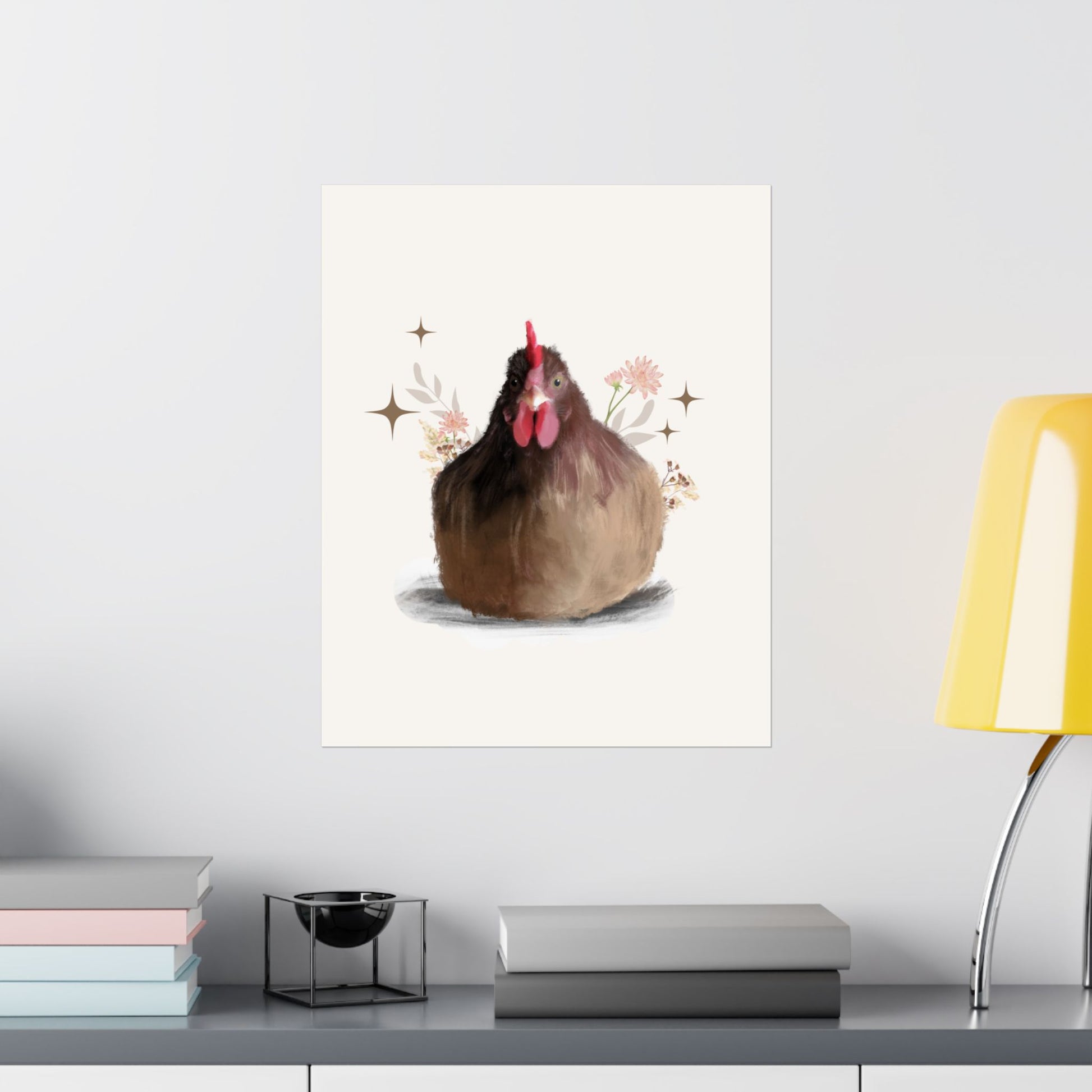 Vertical Posters Brown Brooding Hen Chicken Design With Nature highlights