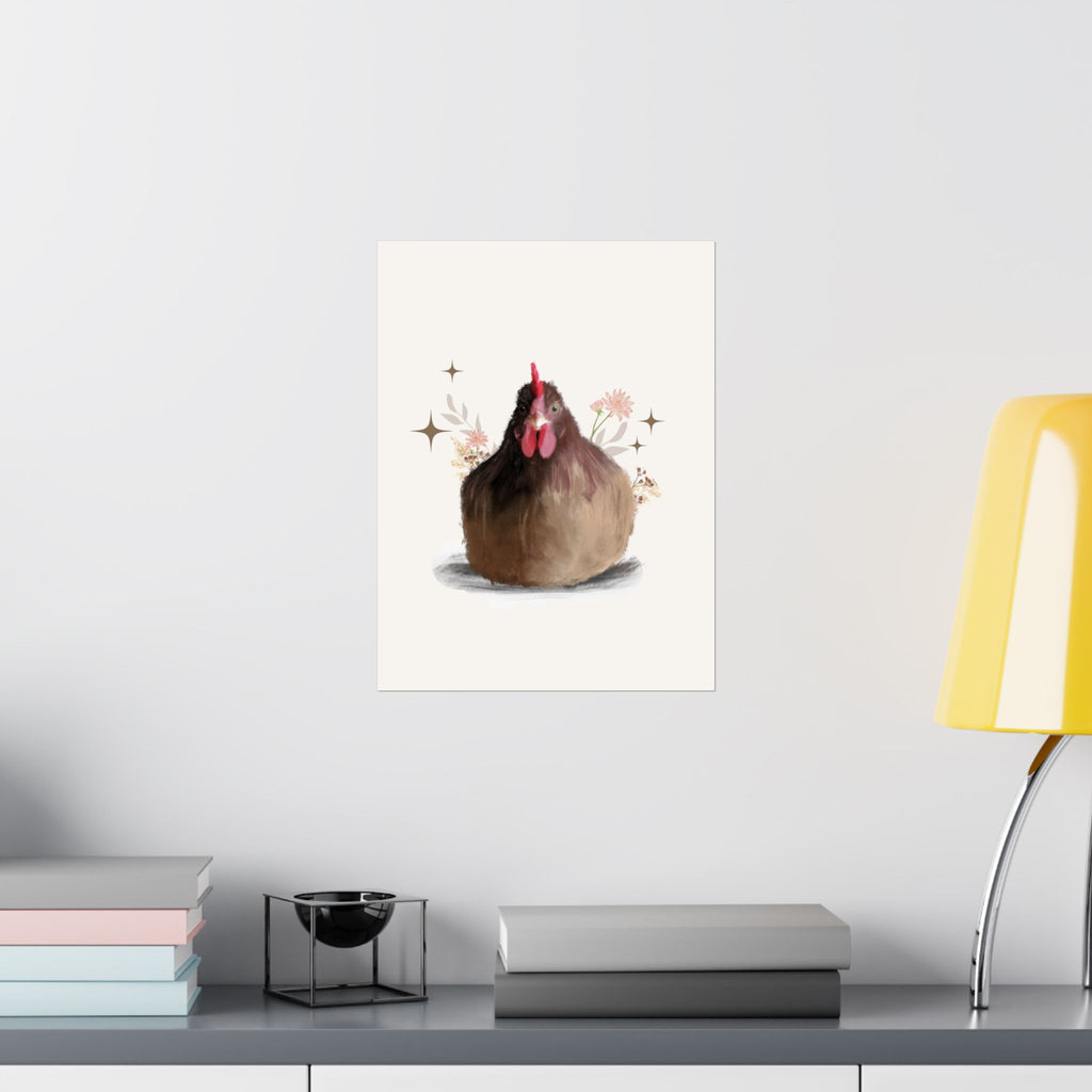Vertical Posters Brown Brooding Hen Chicken Design With Nature highlights