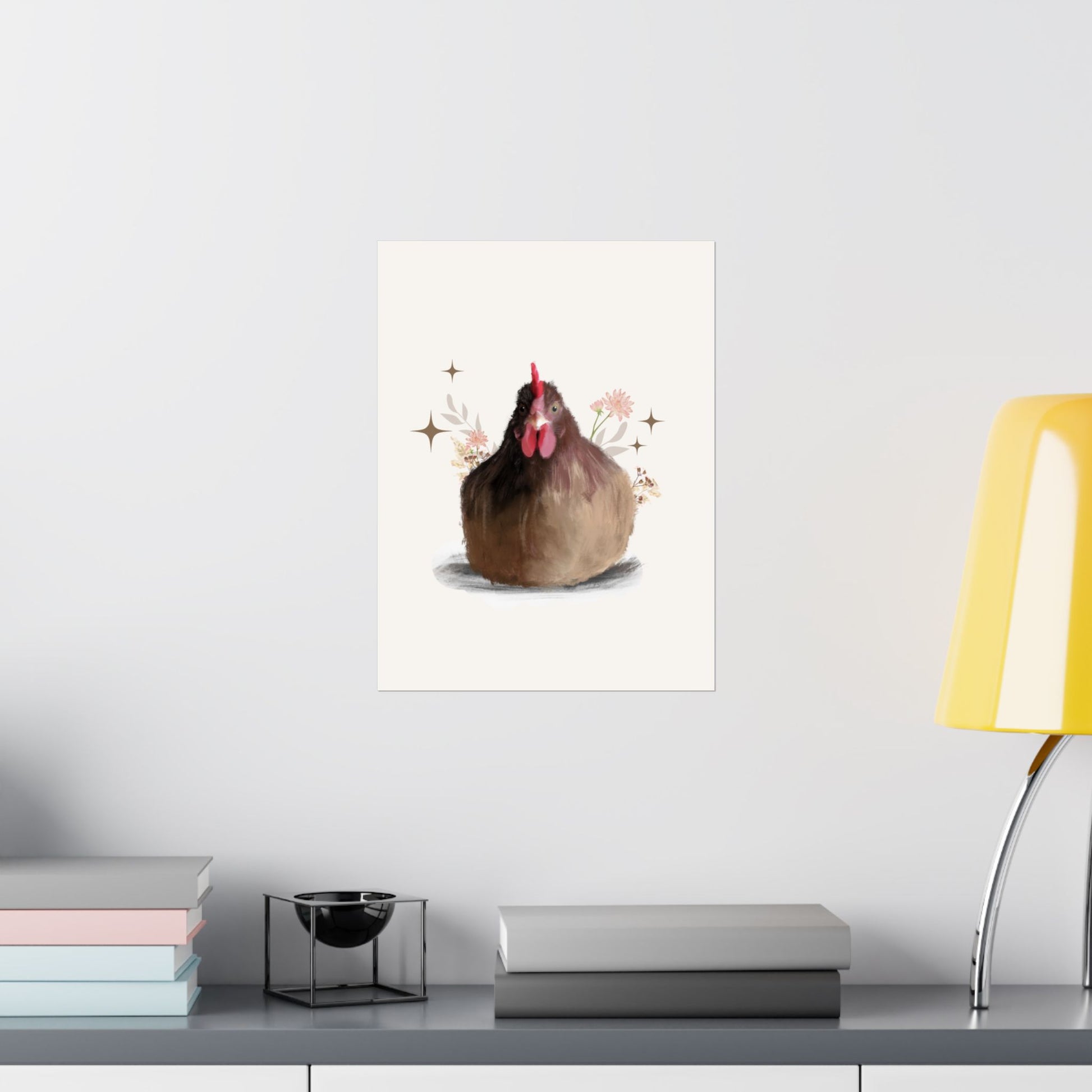 Vertical Posters Brown Brooding Hen Chicken Design With Nature highlights