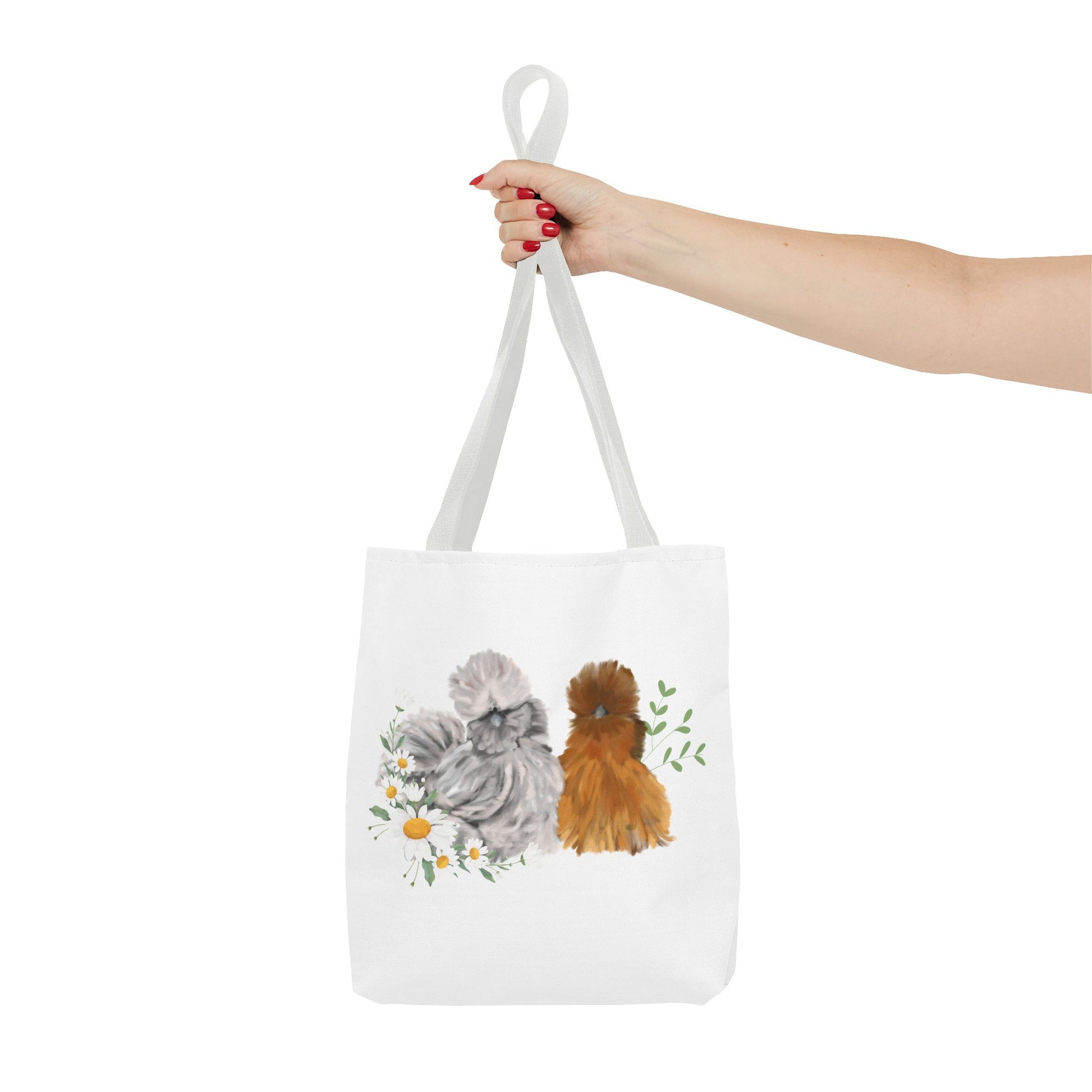 Silkie Fluff & Daisy Flowers Tote Bag