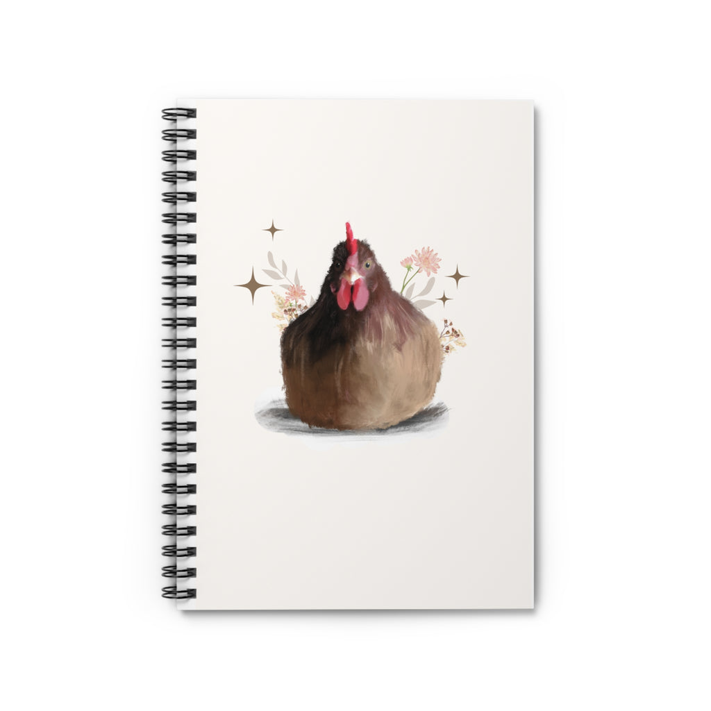 Brown Hen Brooding Chicken Spiral Notebook - Cute Floral Design, Perfect for Note-Taking and Gifts