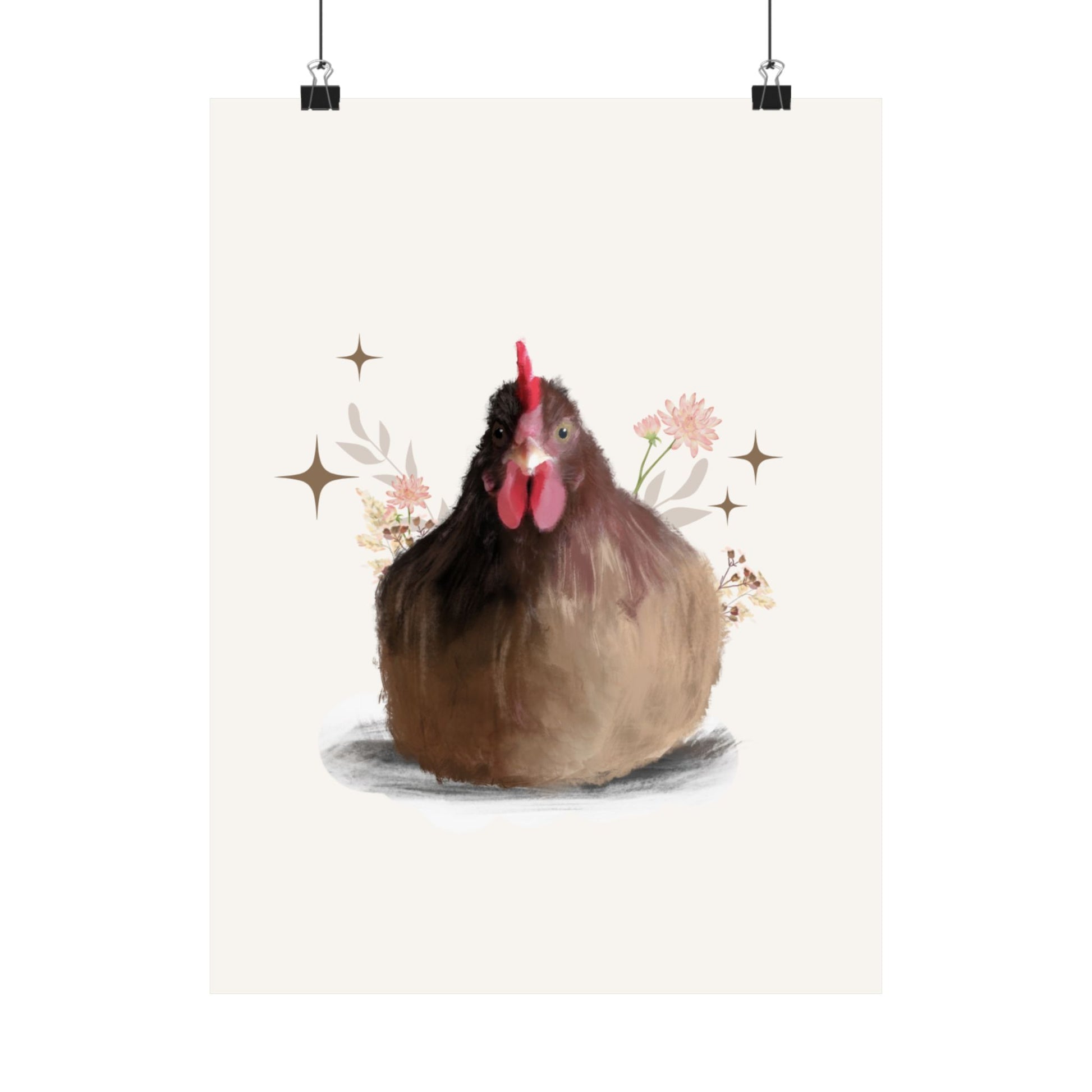 Vertical Posters Brown Brooding Hen Chicken Design With Nature highlights