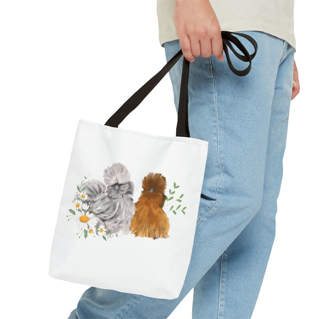 Silkie Fluff & Daisy Flowers Tote Bag