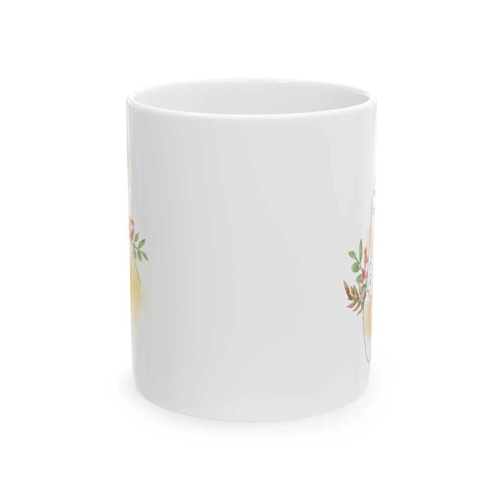Golden Hen With Red Berries Ceramic Mug, (11oz, 15oz)