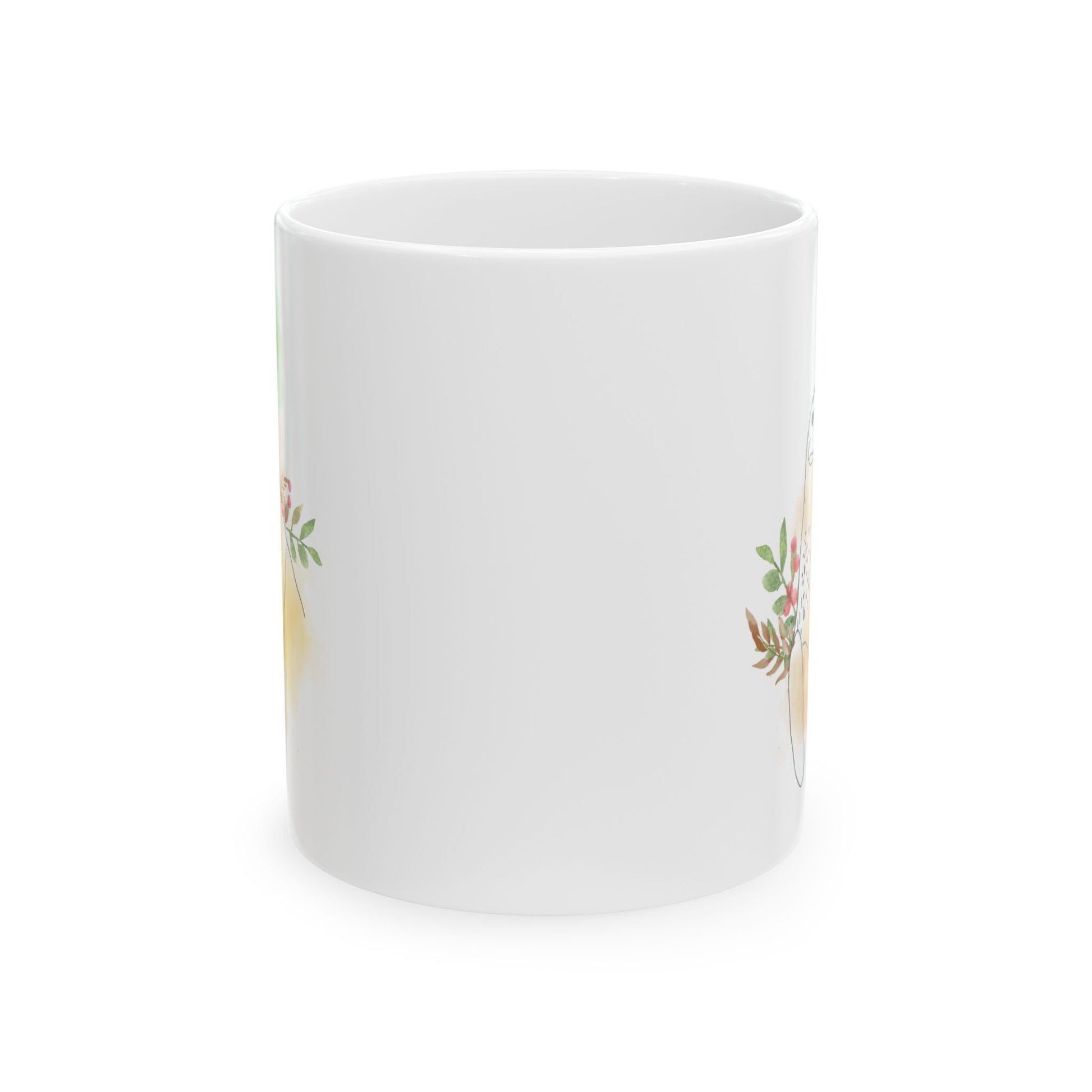 Golden Hen With Red Berries Ceramic Mug, (11oz, 15oz)