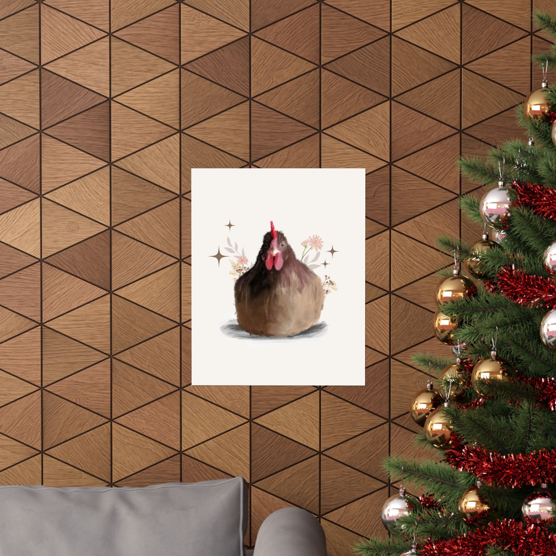 Vertical Posters Brown Brooding Hen Chicken Design With Nature highlights