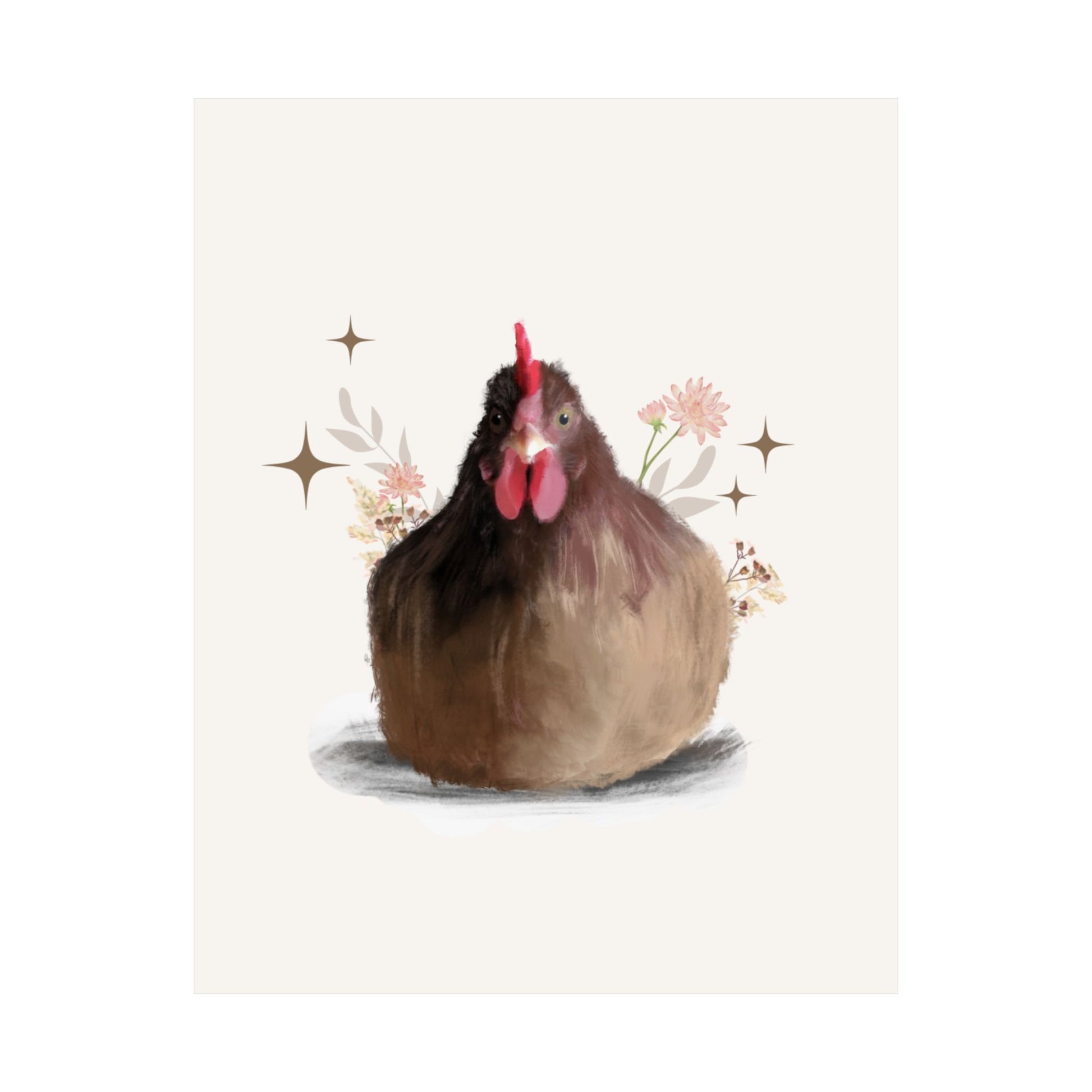 Vertical Posters Brown Brooding Hen Chicken Design With Nature highlights